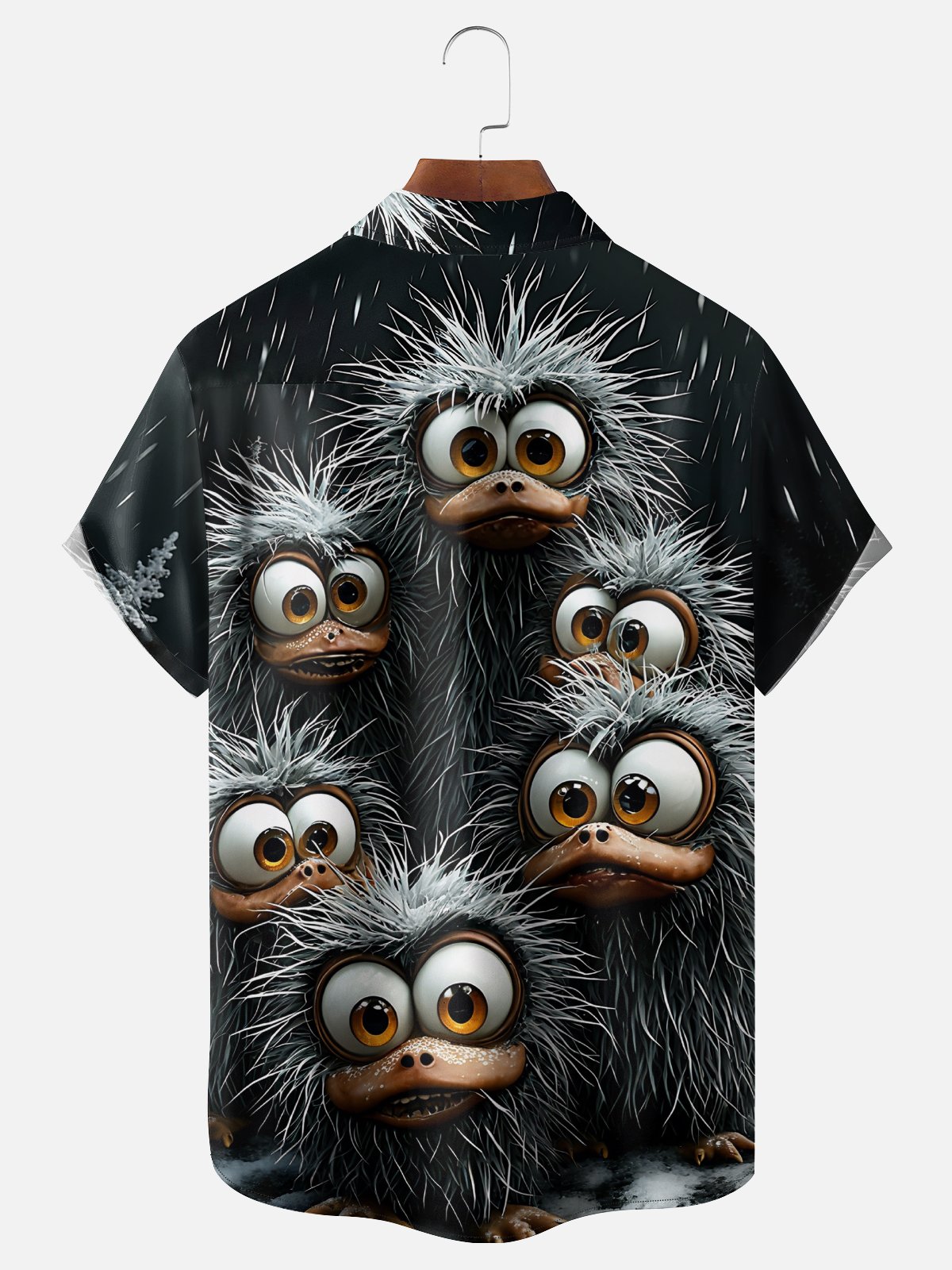 Moisture Wicking Funny Monster Duck Breast Pocket Hawaiian Shirt