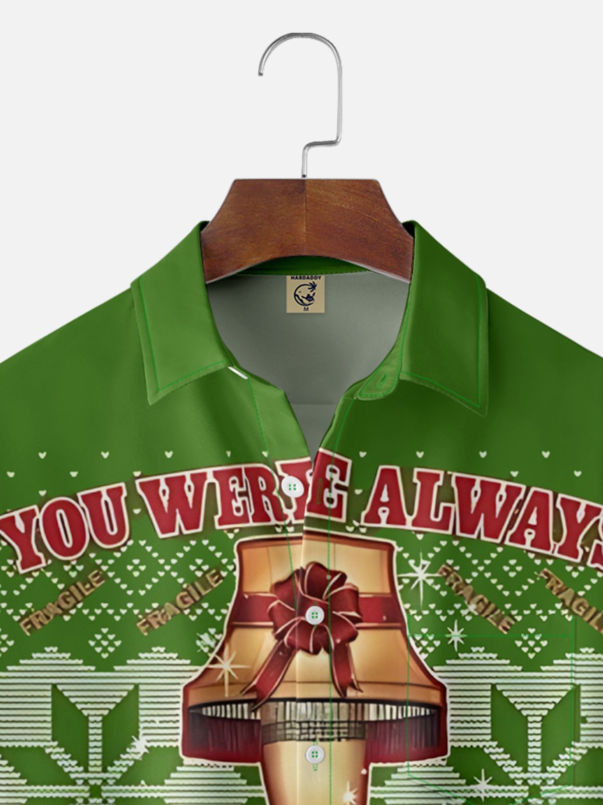 Moisture-Wicking Fair Isle Christmas Thigh Lights Snowflake Chest Pocket Hawaiian Shirt