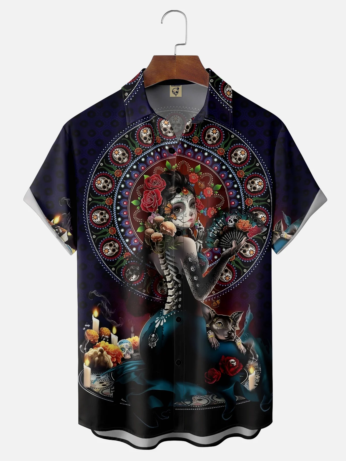 Moisture-wicking Day Of The Dead Skull Mexican Pattern Chest Pocket Casual Shirt