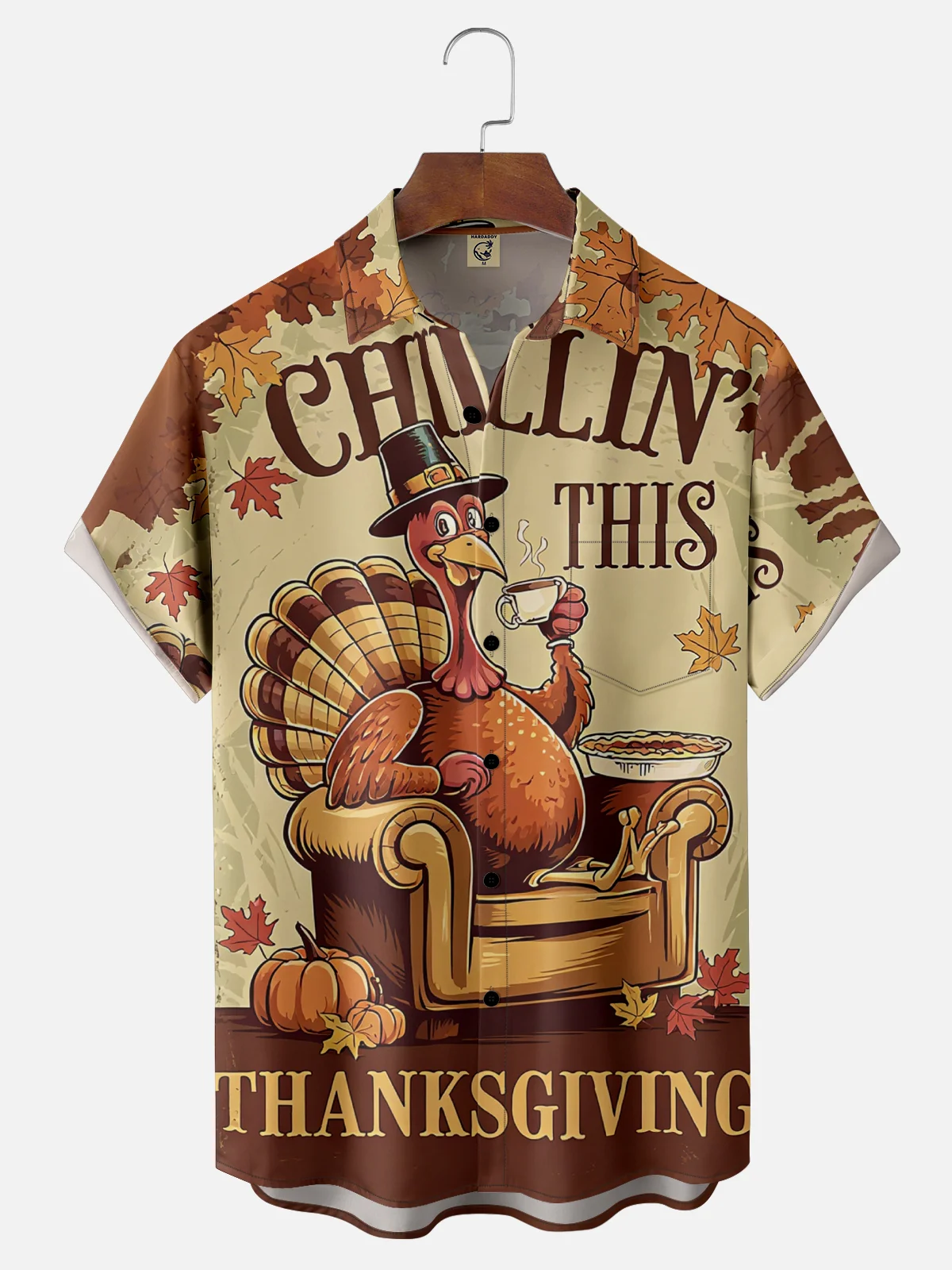 Moisture Wicking Thanksgiving Turkey Breast Pocket Hawaiian Shirt