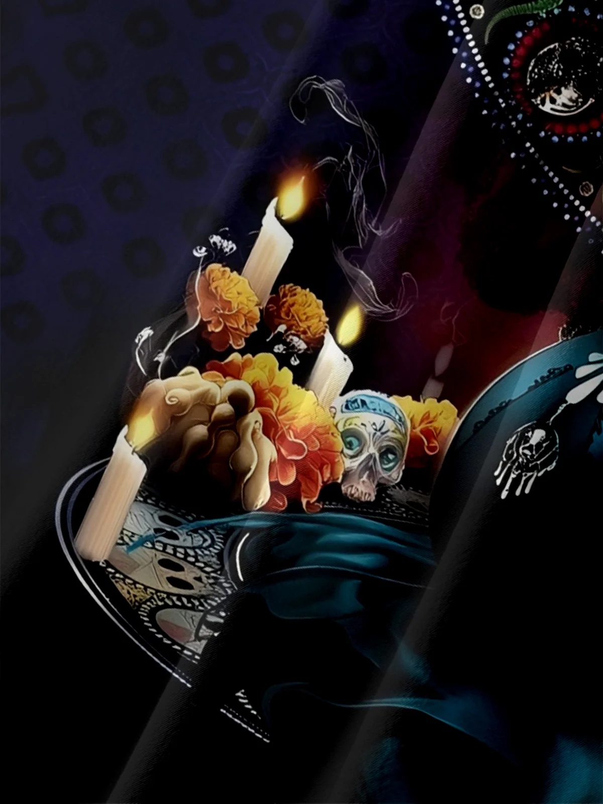 Moisture-wicking Day Of The Dead Skull Mexican Pattern Chest Pocket Casual Shirt