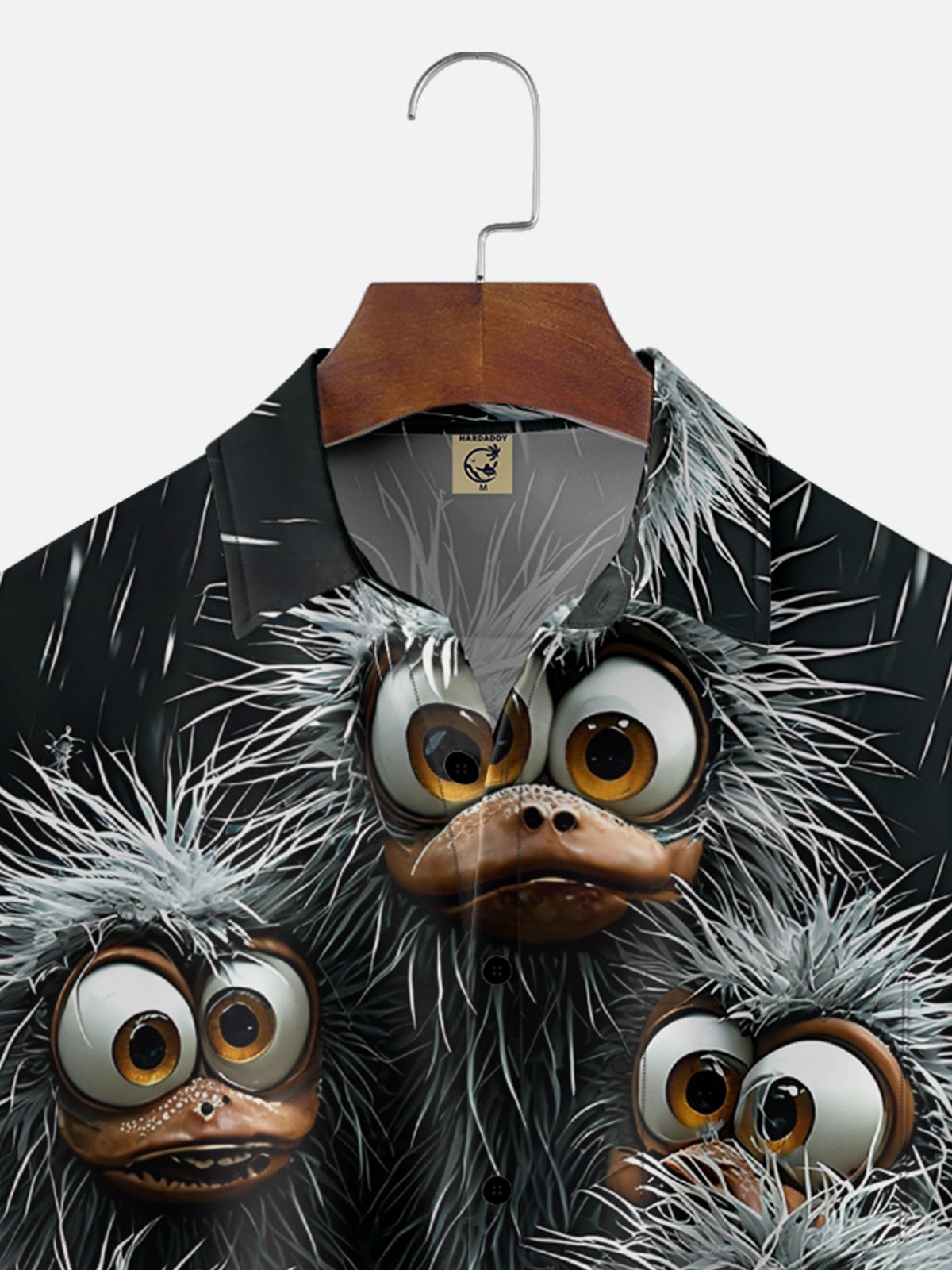 Moisture Wicking Funny Monster Duck Breast Pocket Hawaiian Shirt