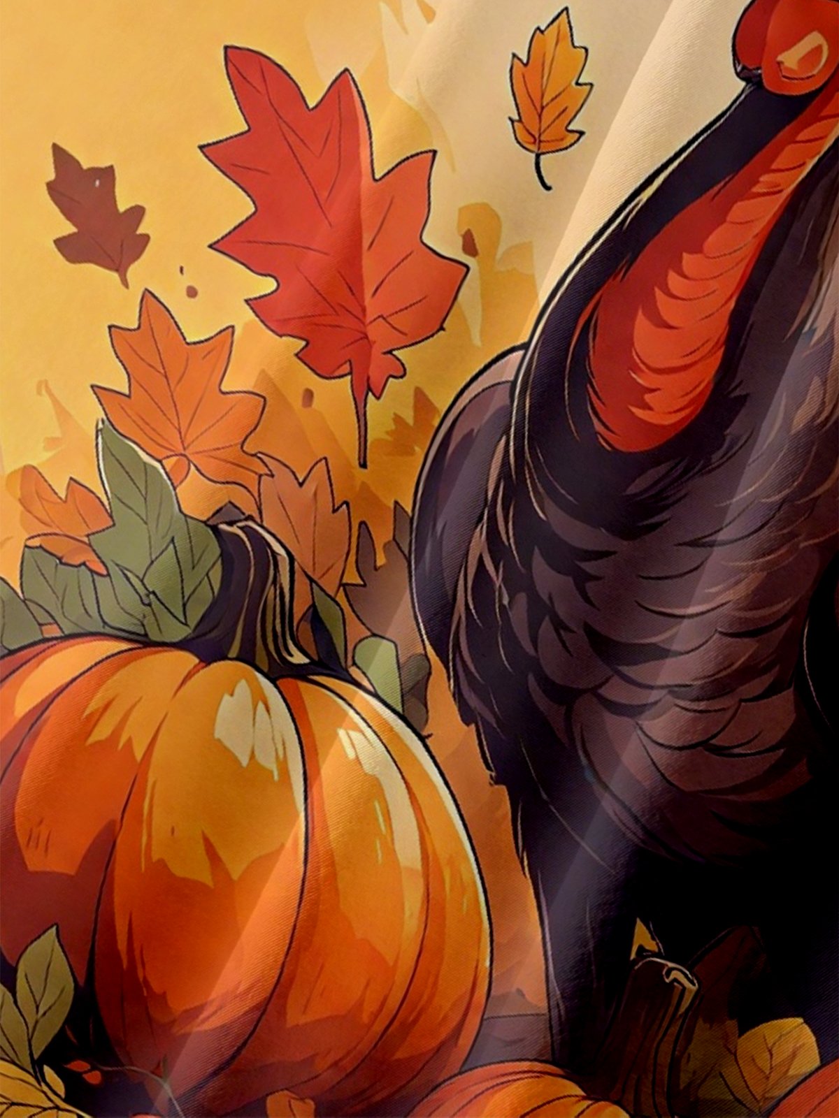 Moisture-Wicking Thanksgiving Gradient Turkey And Pumpkin Chest Pocket Hawaiian Shirt