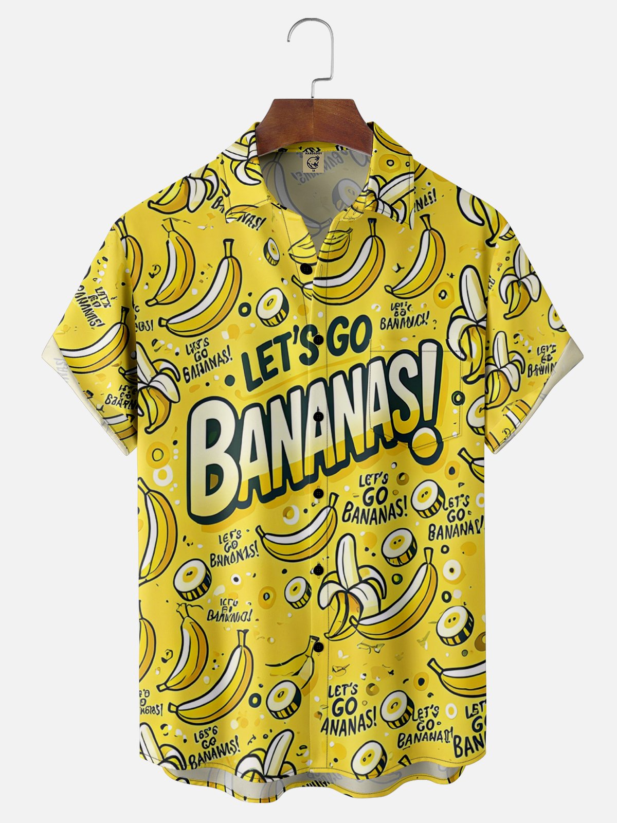 Moisture Wicking Let's Go Banana Chest Pocket Hawaiian Shirt