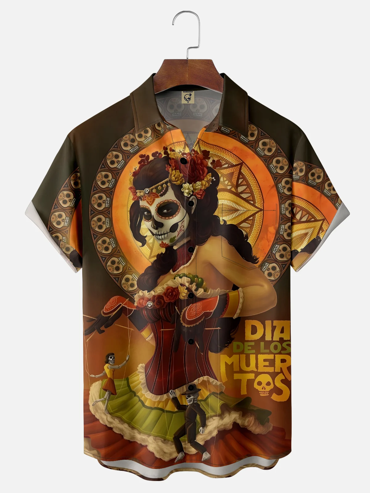 Moisture-wicking Day Of The Dead Skeletons Chest Pocket Casual Shirt