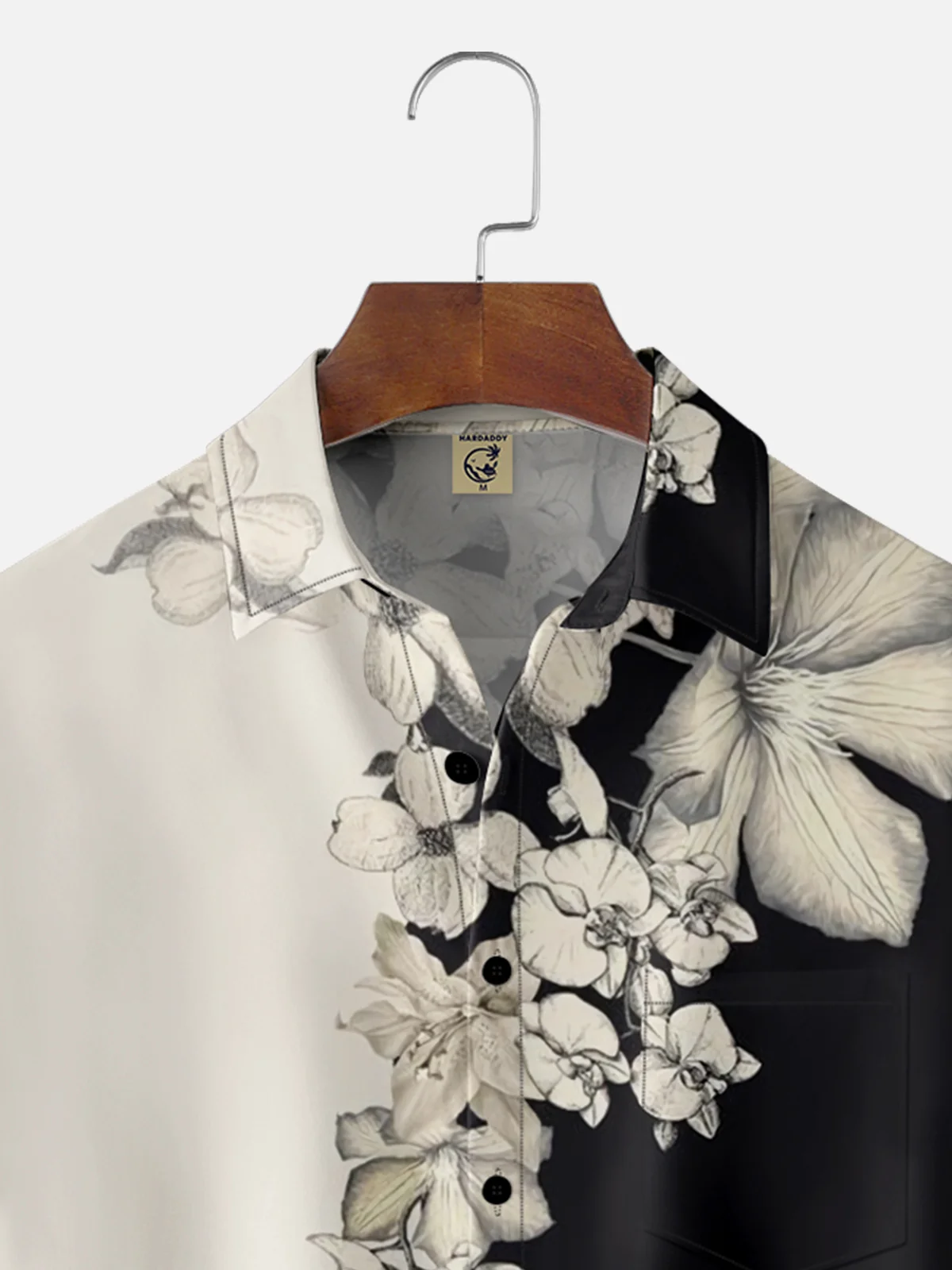 Moisture Wicking Contrast Floral Chest Pocket Hawaiian Shirt