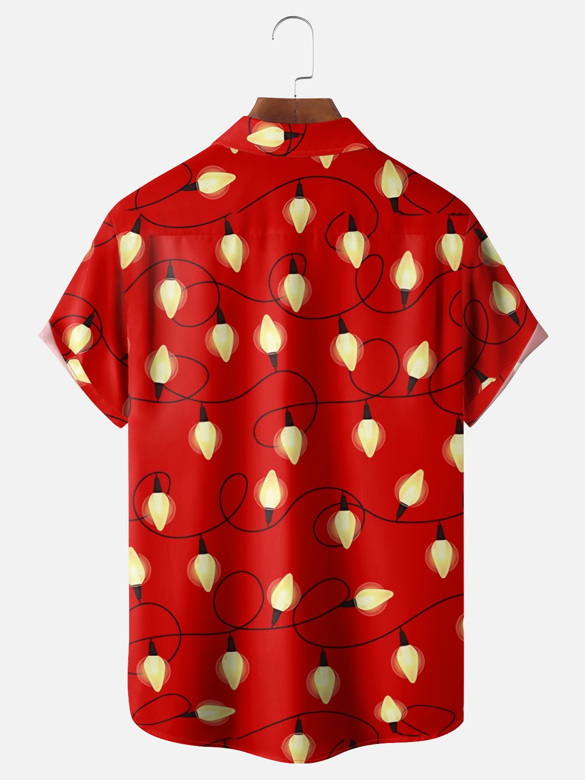 Moisture-Wicking Christmas Lights Chest Pocket Hawaiian Shirt