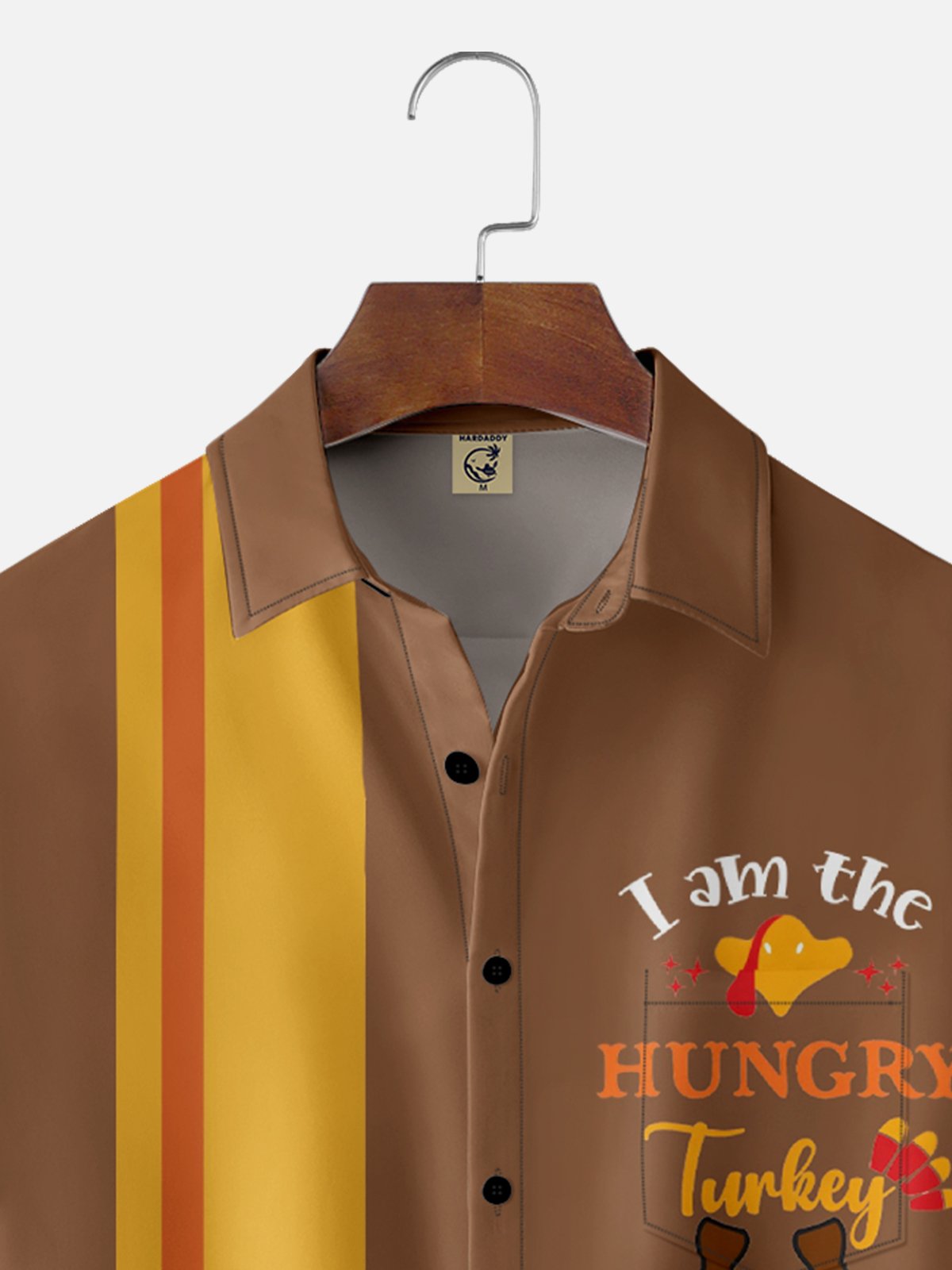 Moisture-wicking Thanksgiving Day I Am The Hungry Turkey Chest Pocket Bowling Shirt