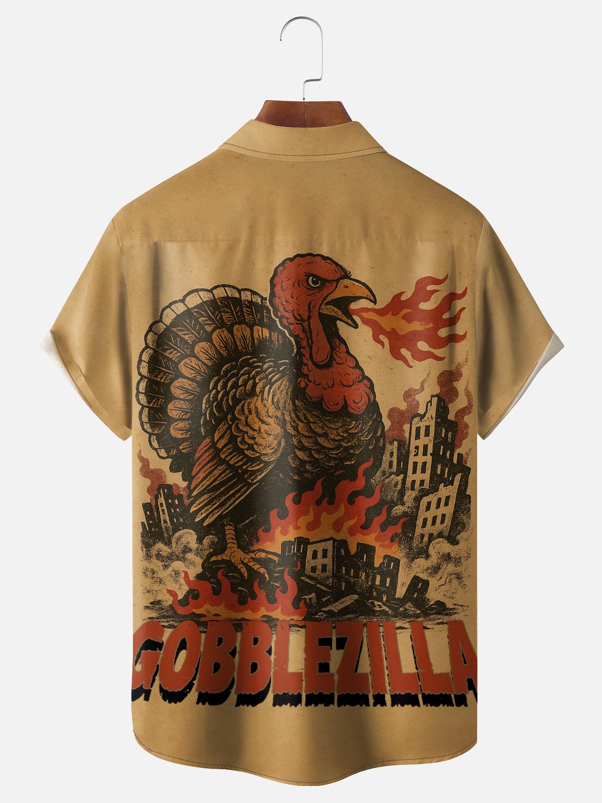 Moisture-wicking Thanksgiving Turkey Gobblezilla Chest Pocket Casual Shirt