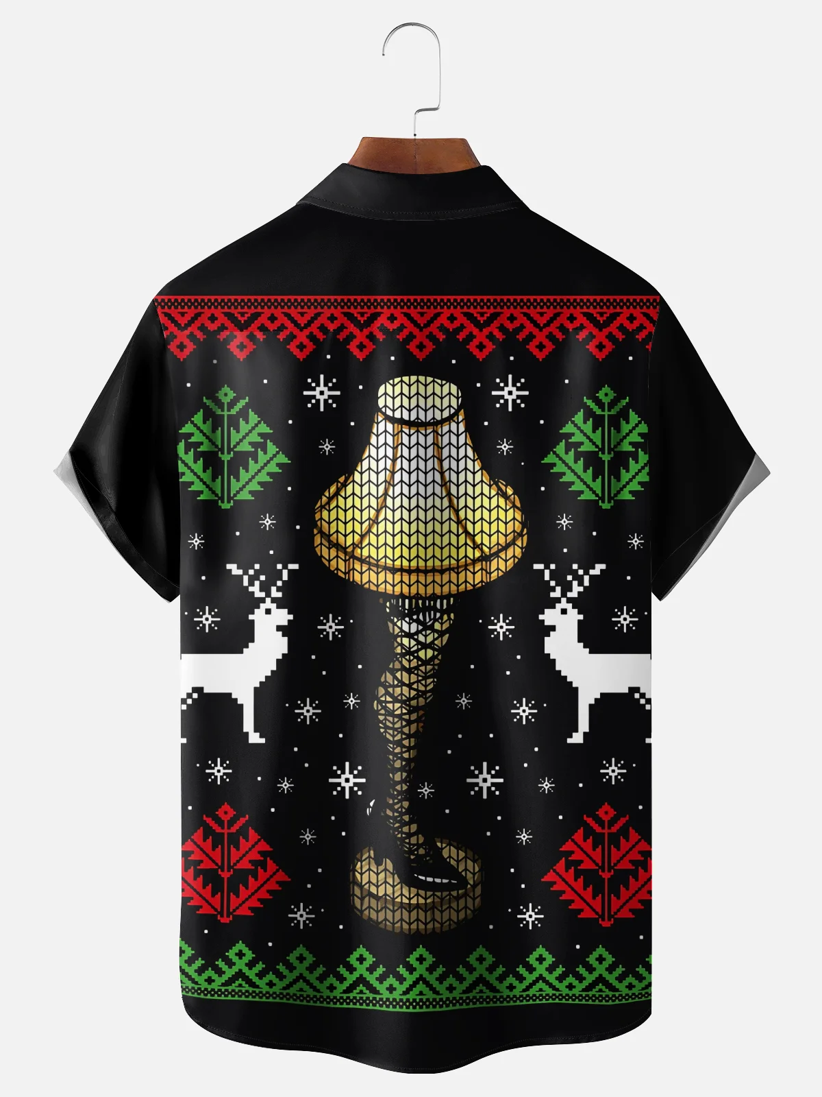 Moisture-Wicking Christmas Story Thigh Light Chest Pocket Hawaiian Shirt