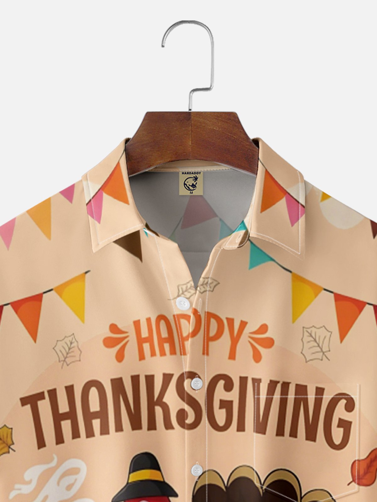 Moisture-Wicking Thanksgiving Turkey Poster Chest Pocket Hawaiian Shirt