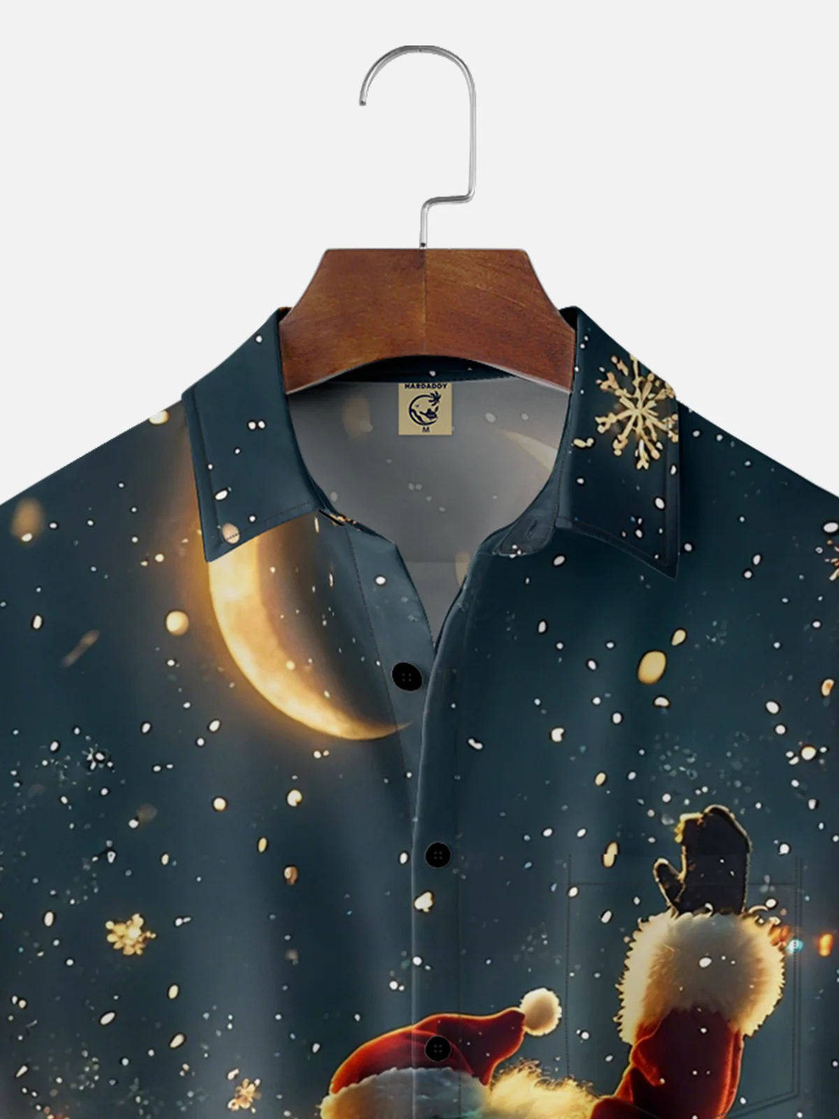 Moisture-Wicking Santa Skating Chest Pocket Hawaiian Shirt