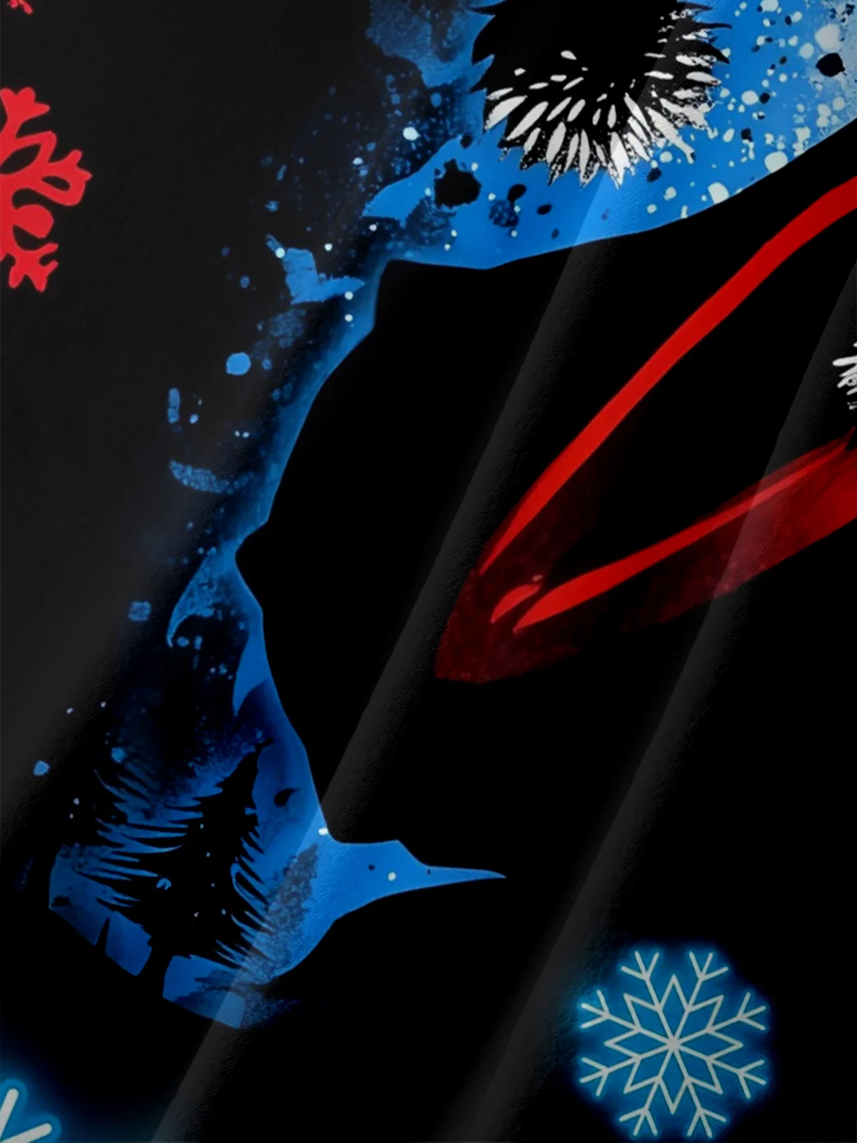 Moisture-wicking Christmas Santa Claus Bat Snowflakes Chest Pocket Casual Shirt