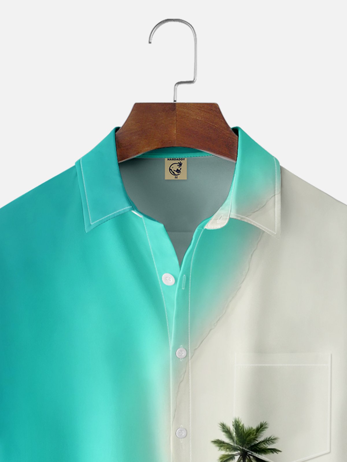 Moisture Wicking Beach Coconut Tree Scenery Chest Pocket Hawaiian Shirt