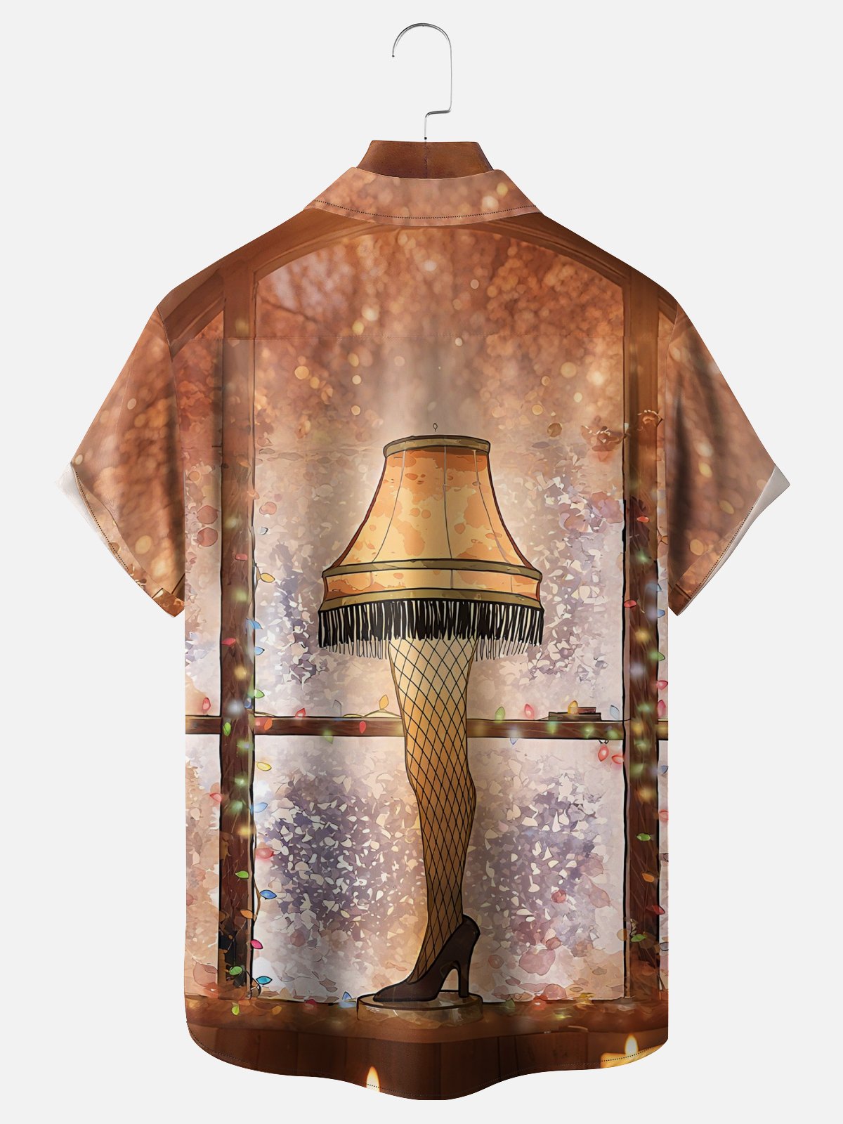Moisture-Wicking Christmas Thigh Lights Chest Pocket Hawaiian Shirt
