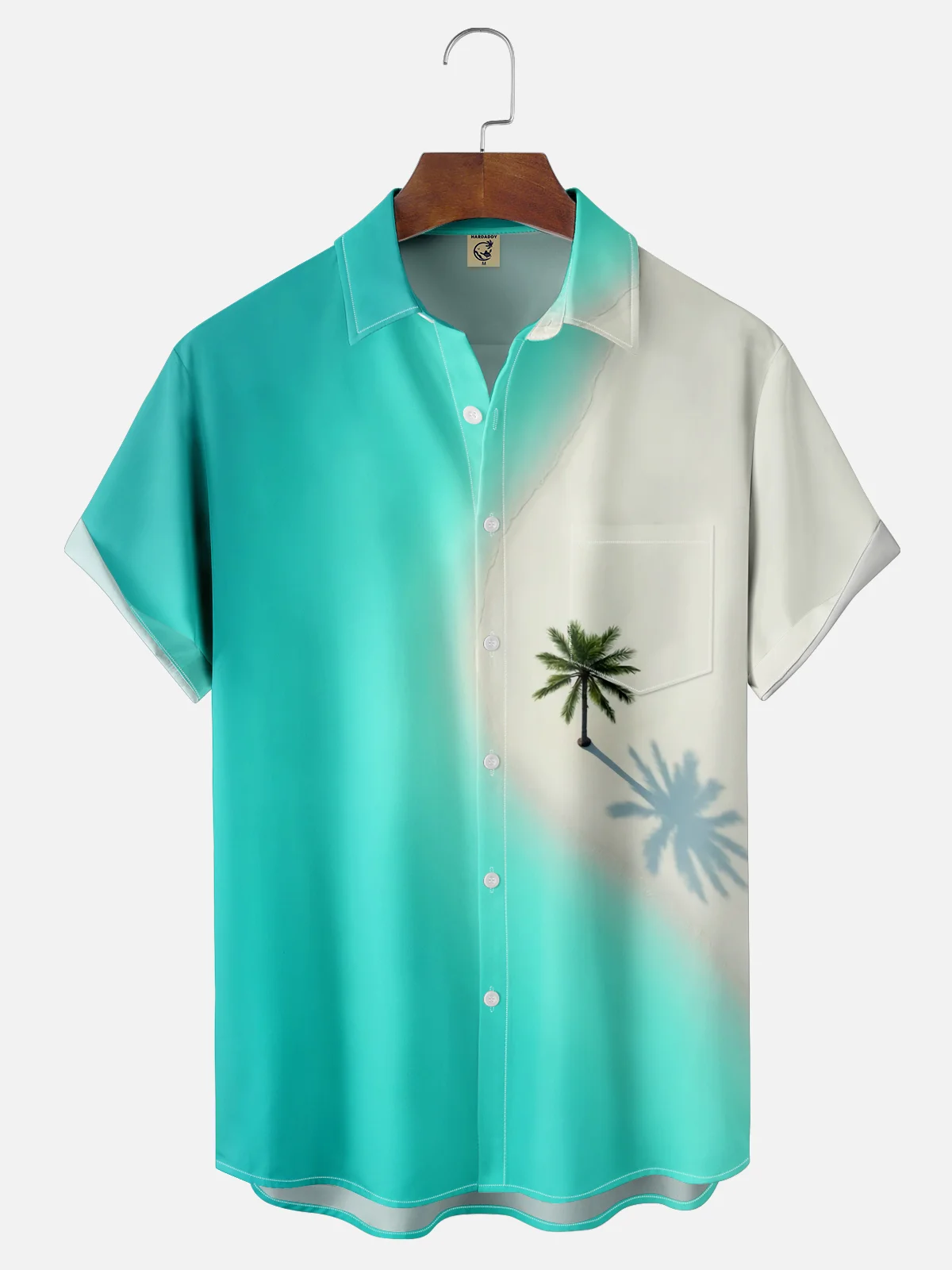 Moisture Wicking Beach Coconut Tree Scenery Chest Pocket Hawaiian Shirt