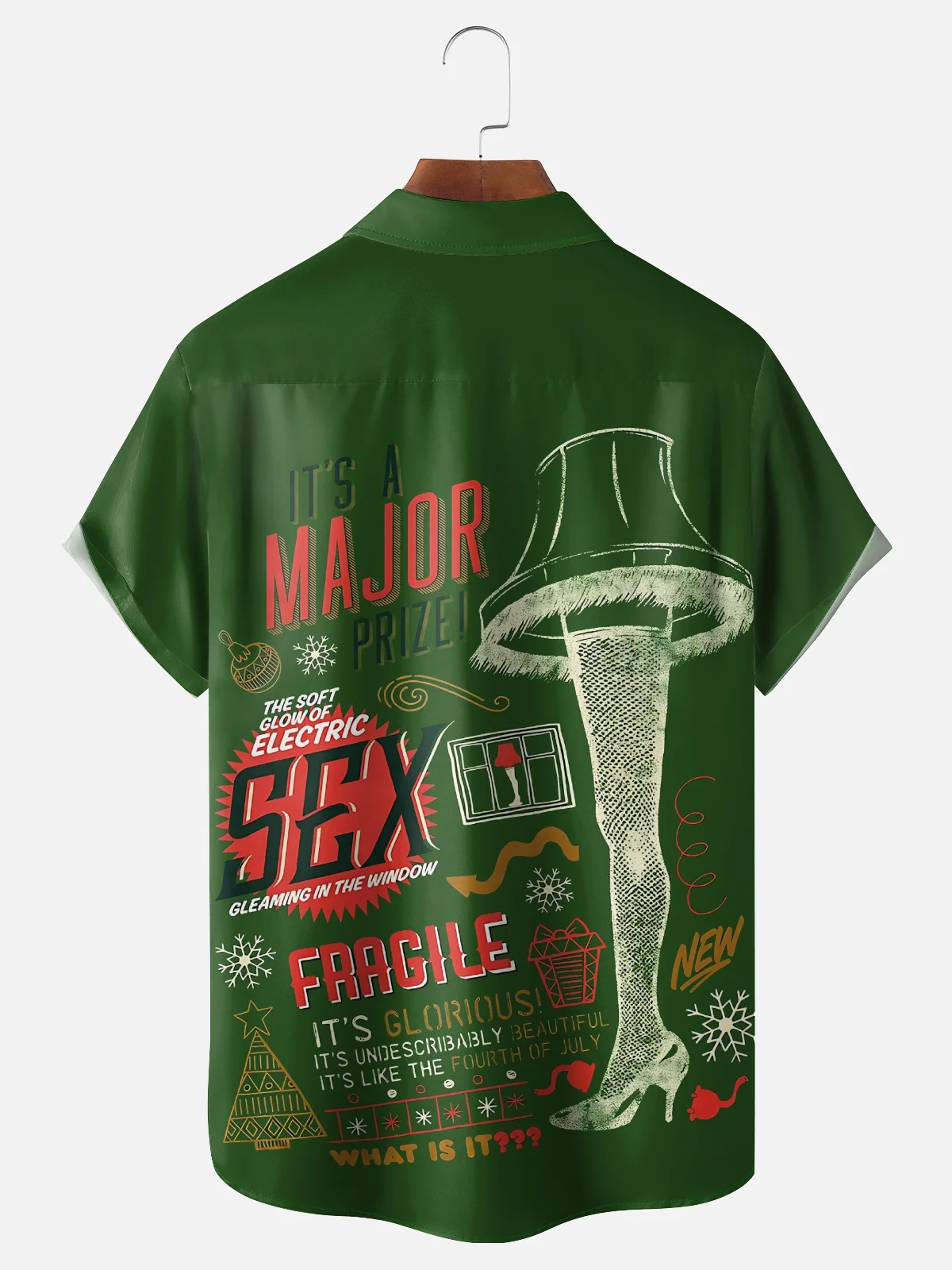 Moisture-Wicking Christmas Story Thigh Light Chest Pocket Hawaiian Shirt