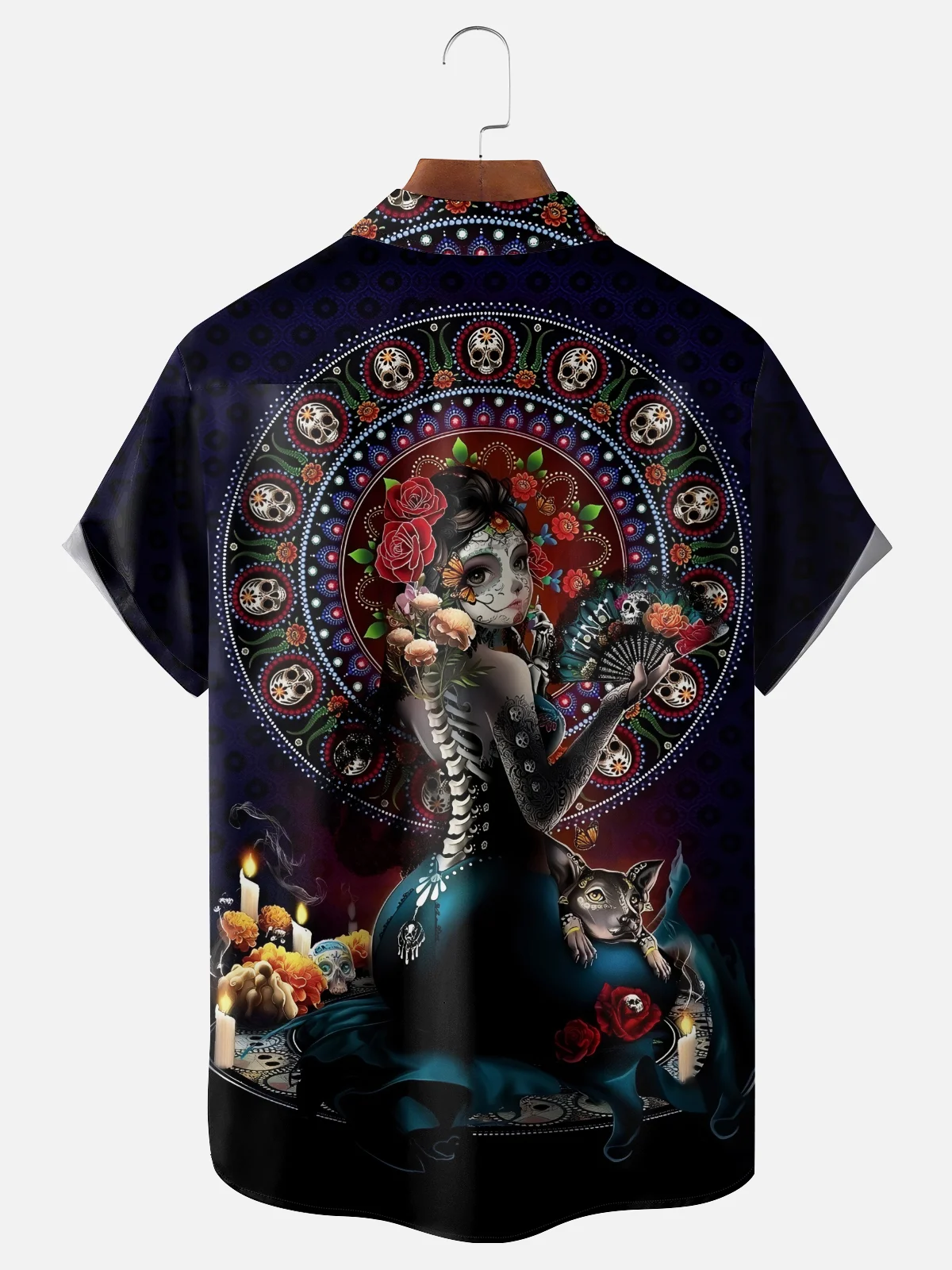Moisture-wicking Day Of The Dead Skull Mexican Pattern Chest Pocket Casual Shirt