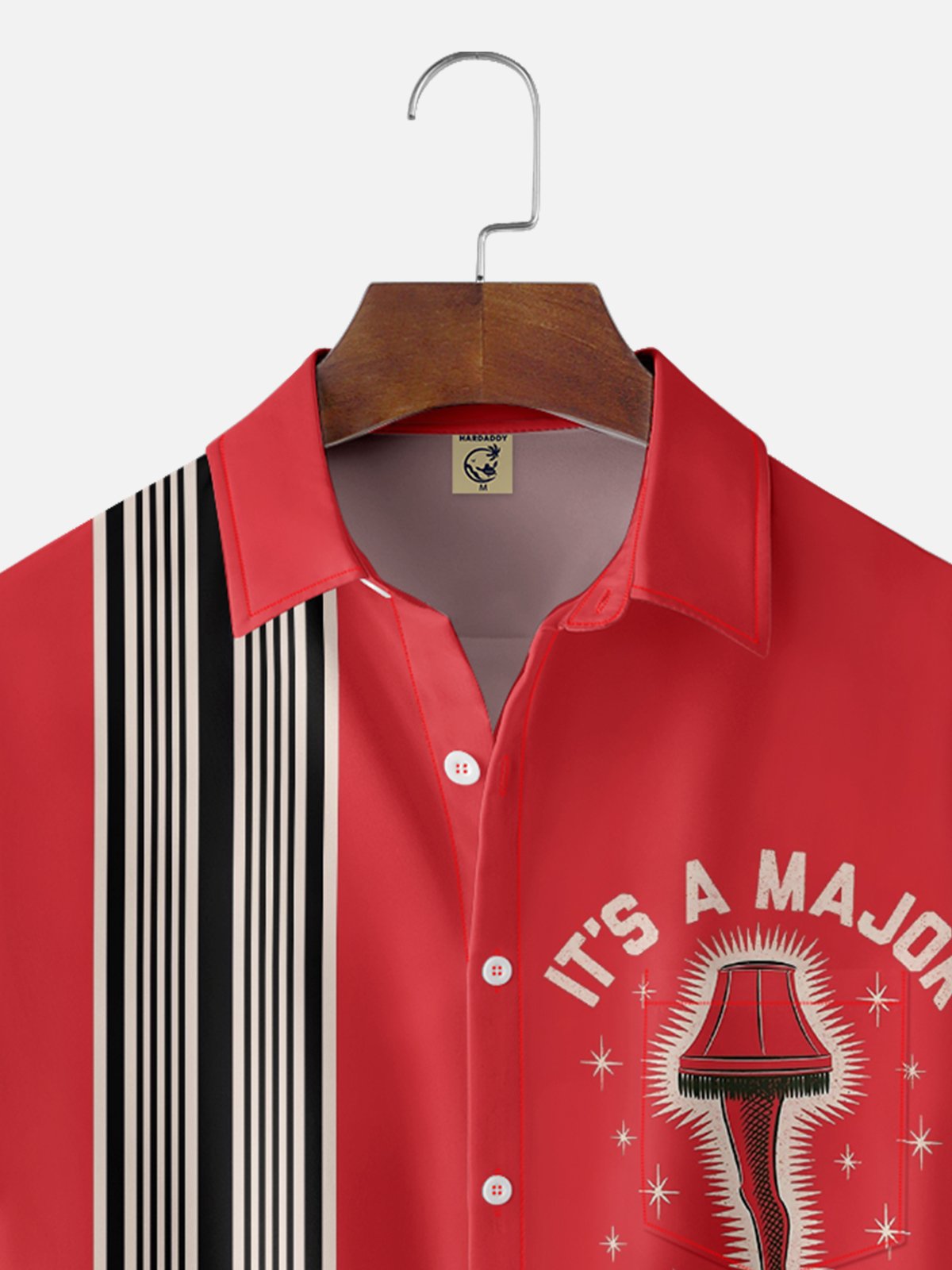 Moisture-Wicking Christmas Thigh Lights Snowflake Chest Pocket Bowling Shirt