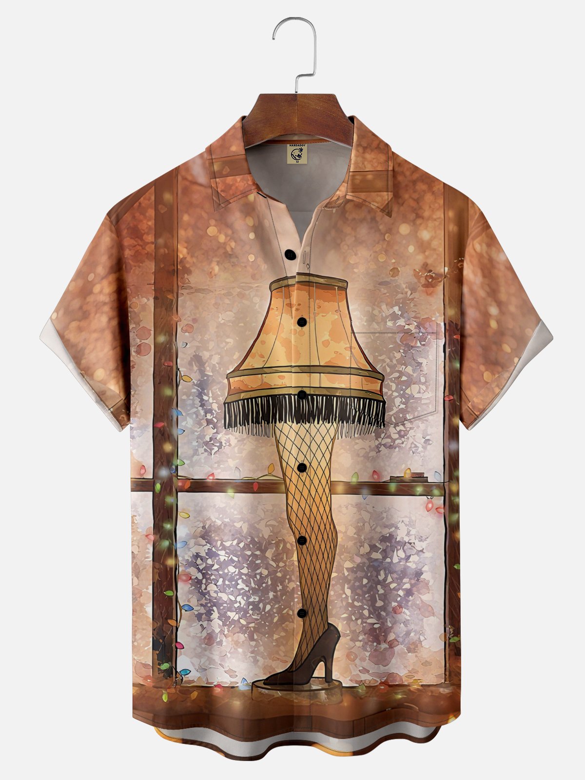Moisture-Wicking Christmas Thigh Lights Chest Pocket Hawaiian Shirt