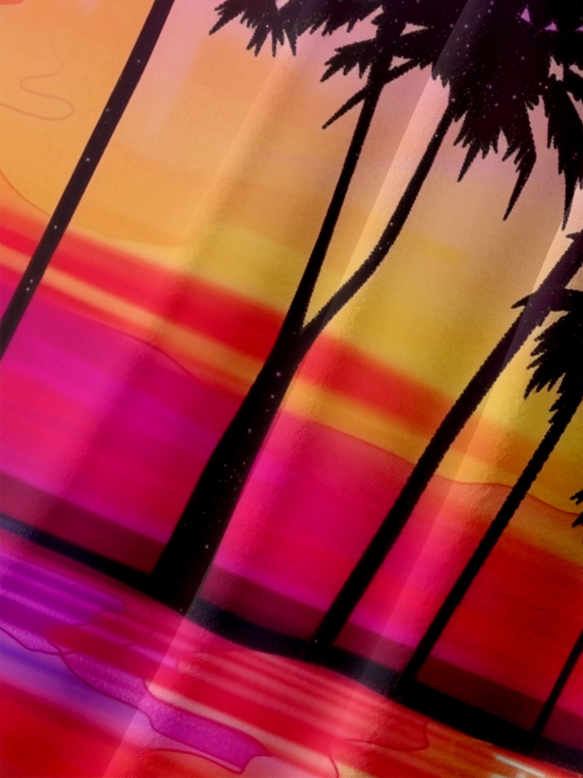Moisture-wicking Coconut Tree Gradient Color Chest Pocket Hawaiian Shirt