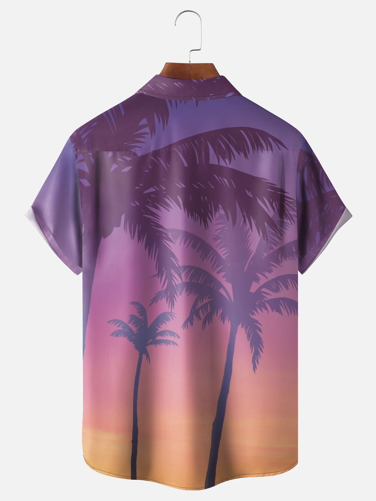 Moisture-wicking Coconut Tree Gradient Color Chest Pocket Hawaiian Shirt