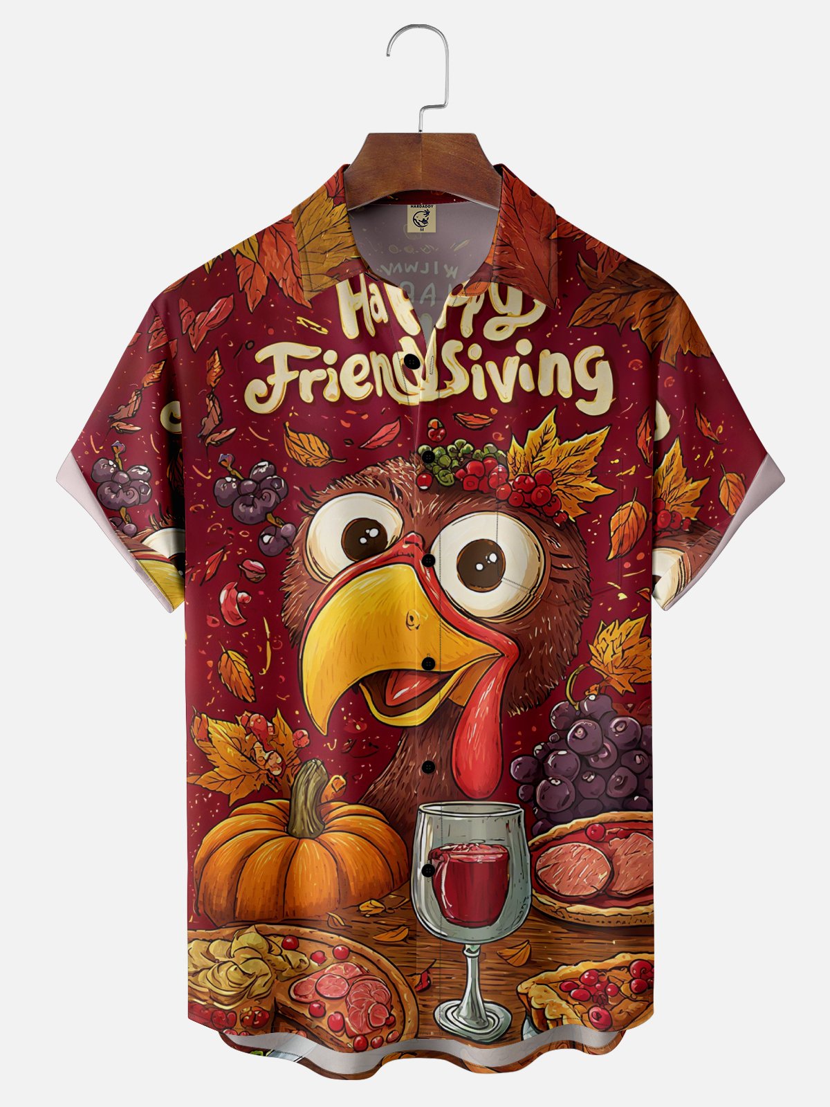 Moisture Wicking Thanksgiving Turkey Chest Pocket Hawaiian Shirt