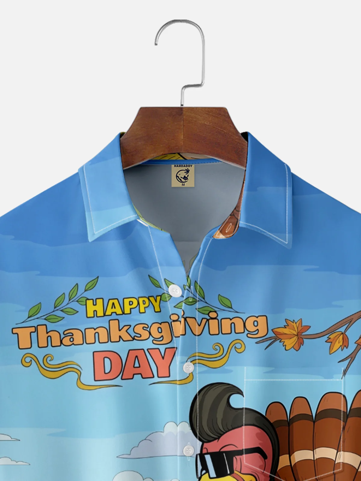 Moisture-wicking Thanksgiving Turkey Music Chest Pocket Casual Shirt