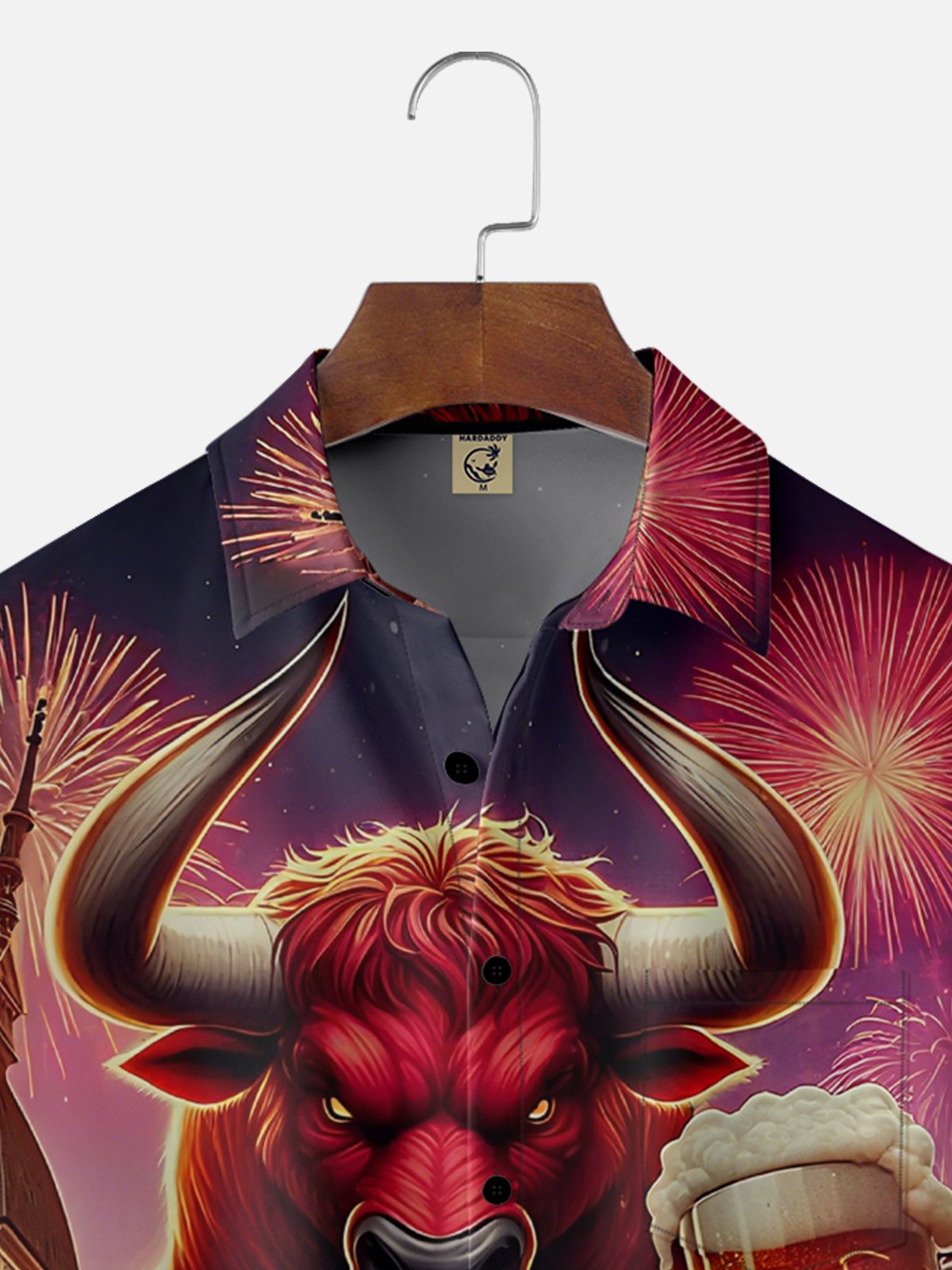 Moisture Wicking Beer Bull Chest Pocket Hawaiian Shirt