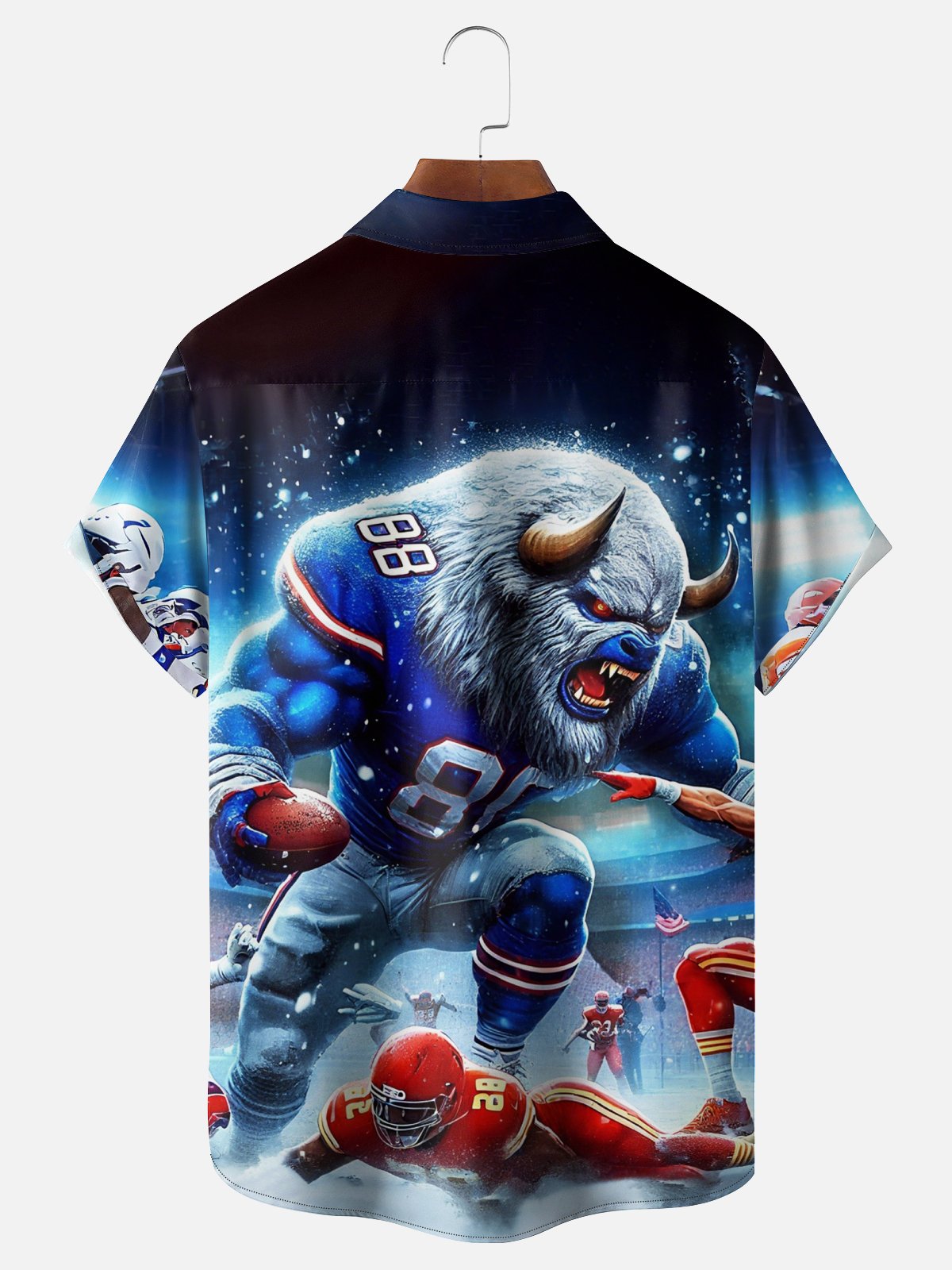 Moisture-wicking American Football New York State Funny Buffalo Chest Pocket Casual Shirt