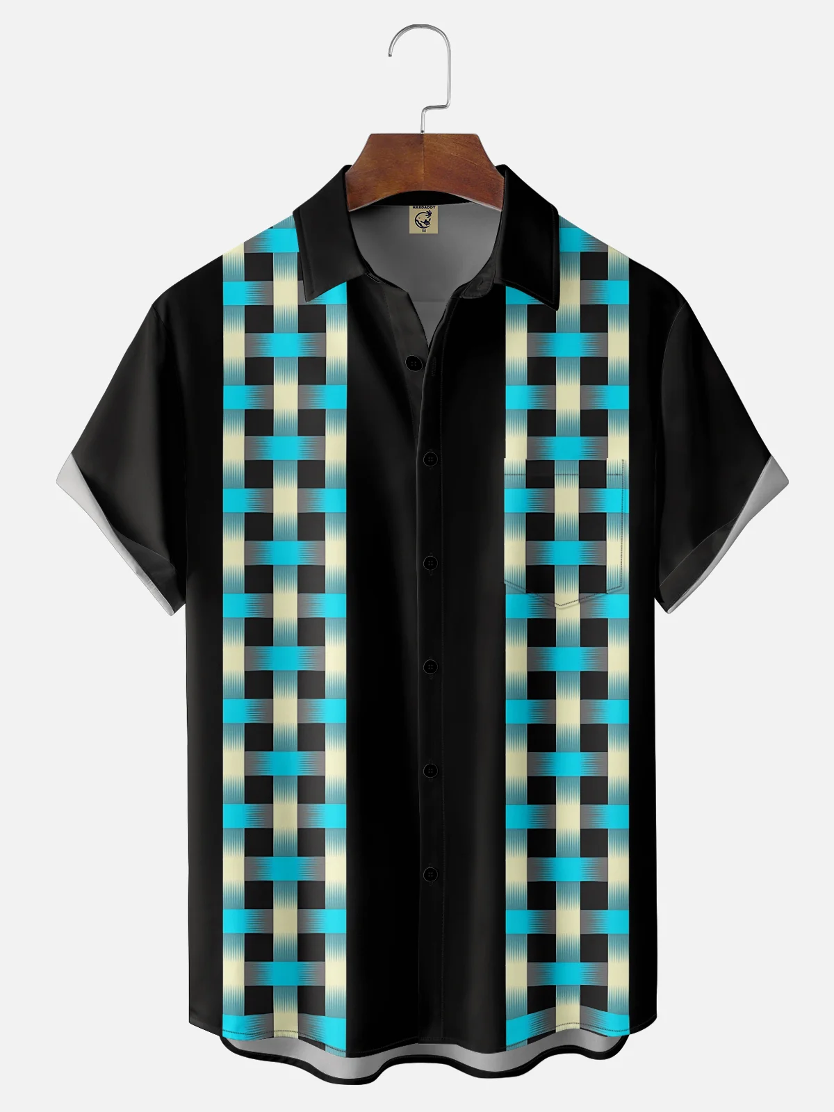 Moisture Wicking Ombre Check Chest Pocket Bowling Shirt