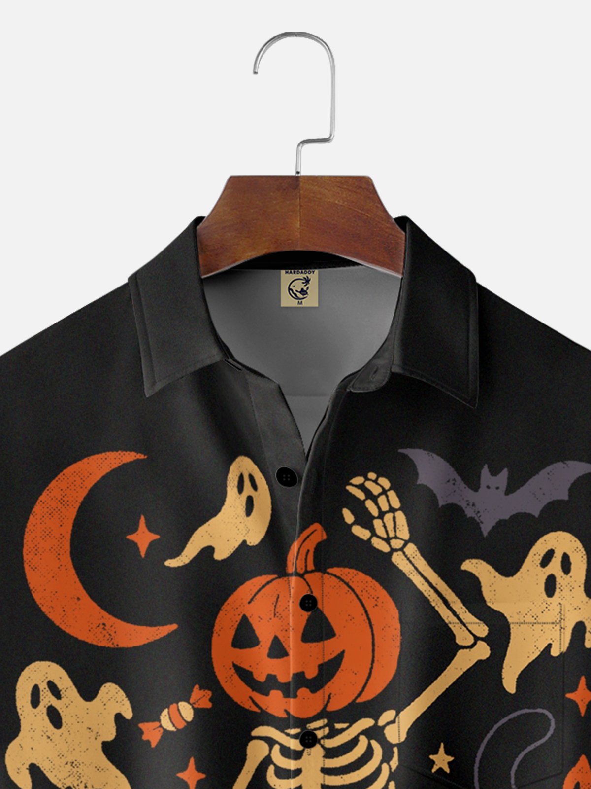 Hardaddy x Eduely Moisture-wicking Fun Halloween Skull Chest Pocket Casual Shirt