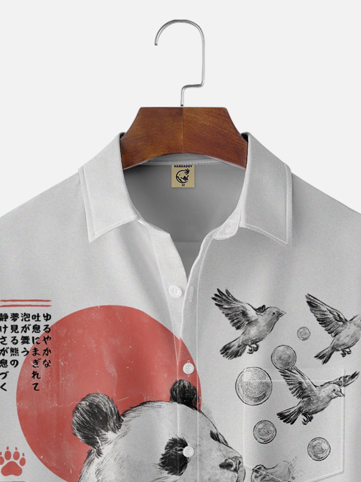 Hardaddy x Eduely Moisture-wicking Fun Panda Art Chest Pocket Casual Shirt