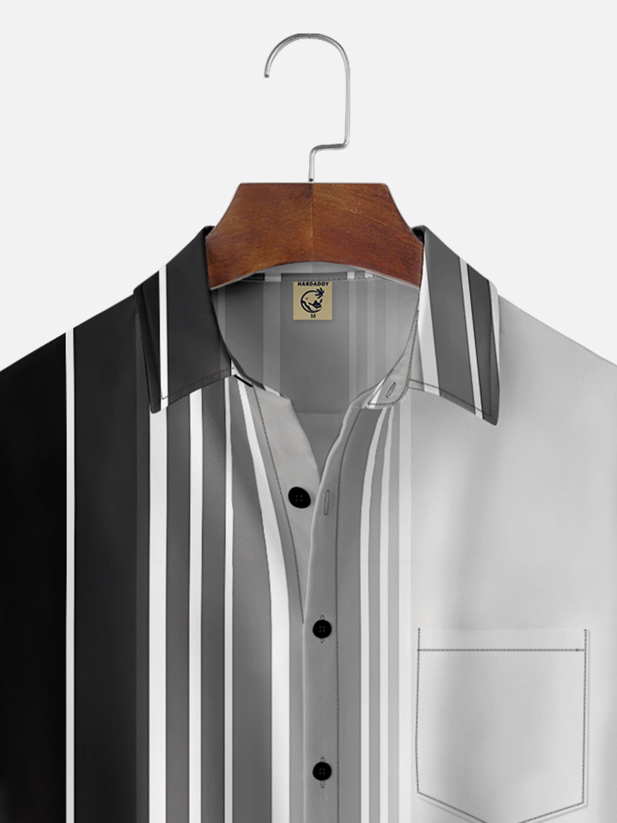 Moisture Wicking Ombre Stripe Chest Pocket Bowling Shirt