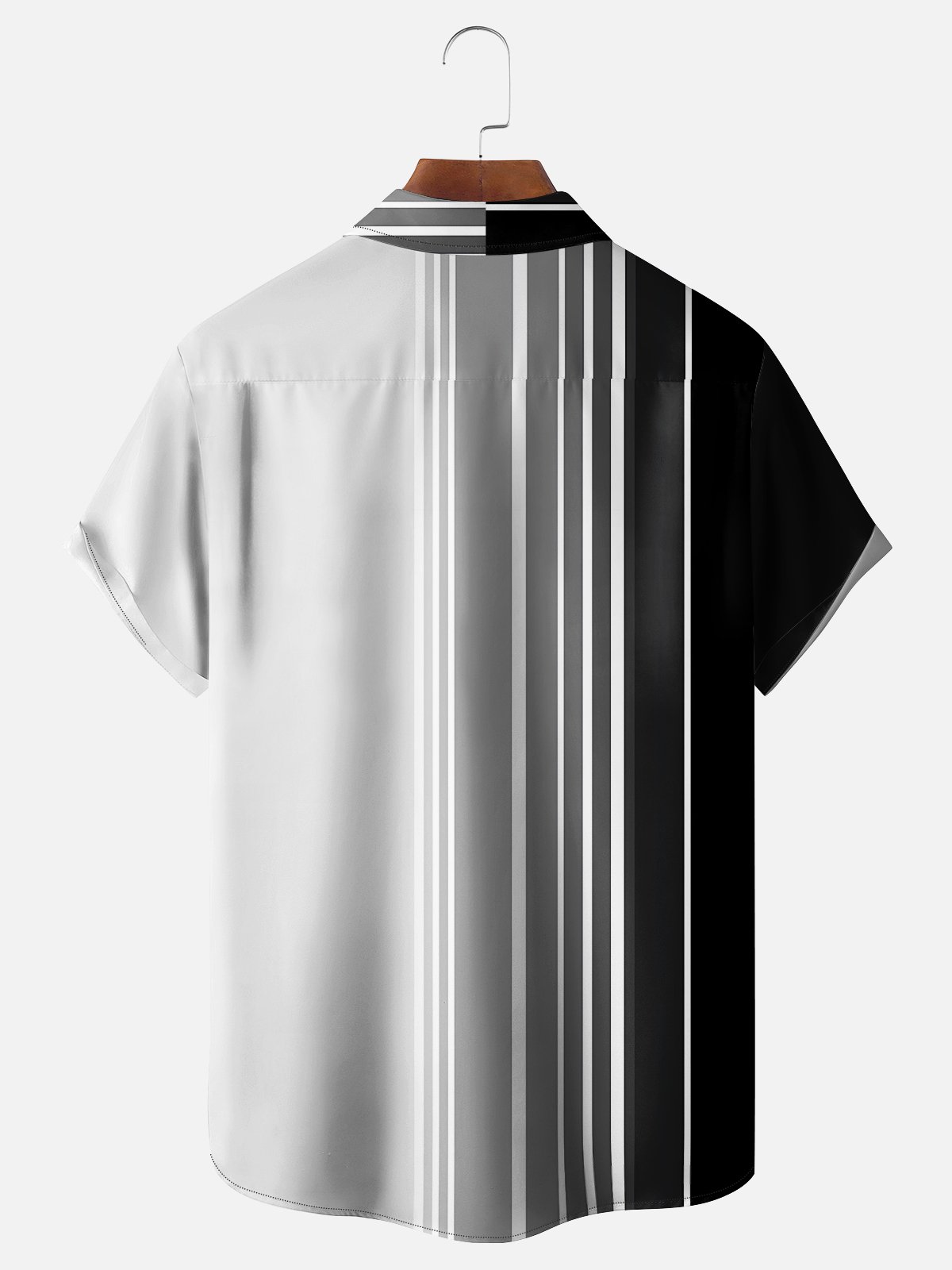 Moisture Wicking Ombre Stripe Chest Pocket Bowling Shirt