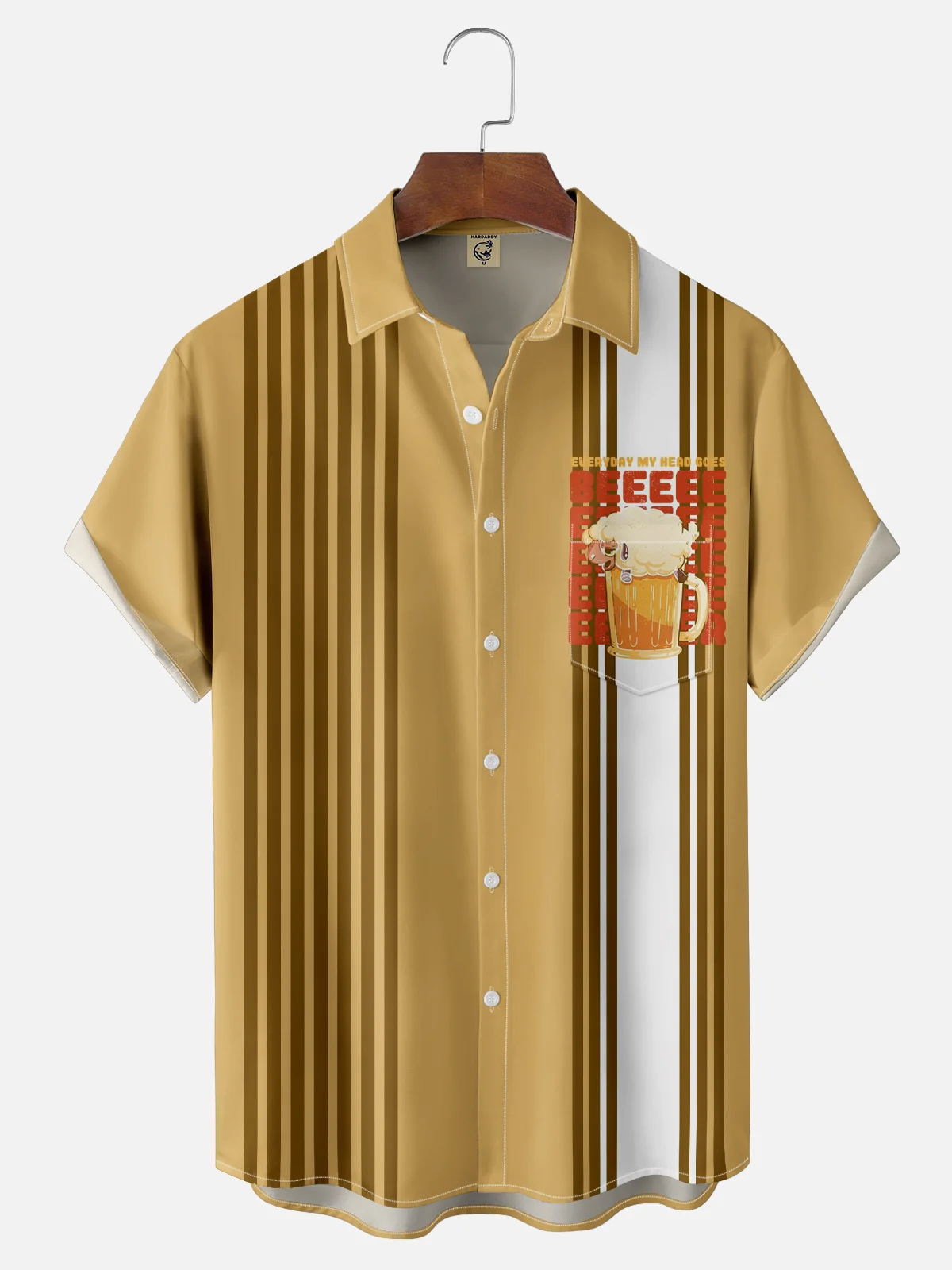 Hardaddy x Eduely Moisture-wicking Fun Beer Sheep Chest Pocket Casual Shirt