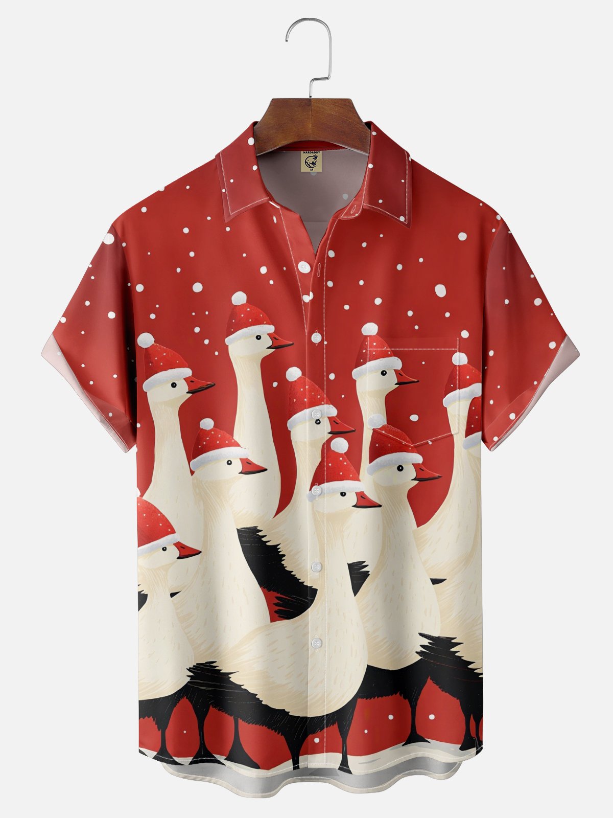 Moisture-Wicking Christmas Goose-Chest Pocket Hawaiian Shirt