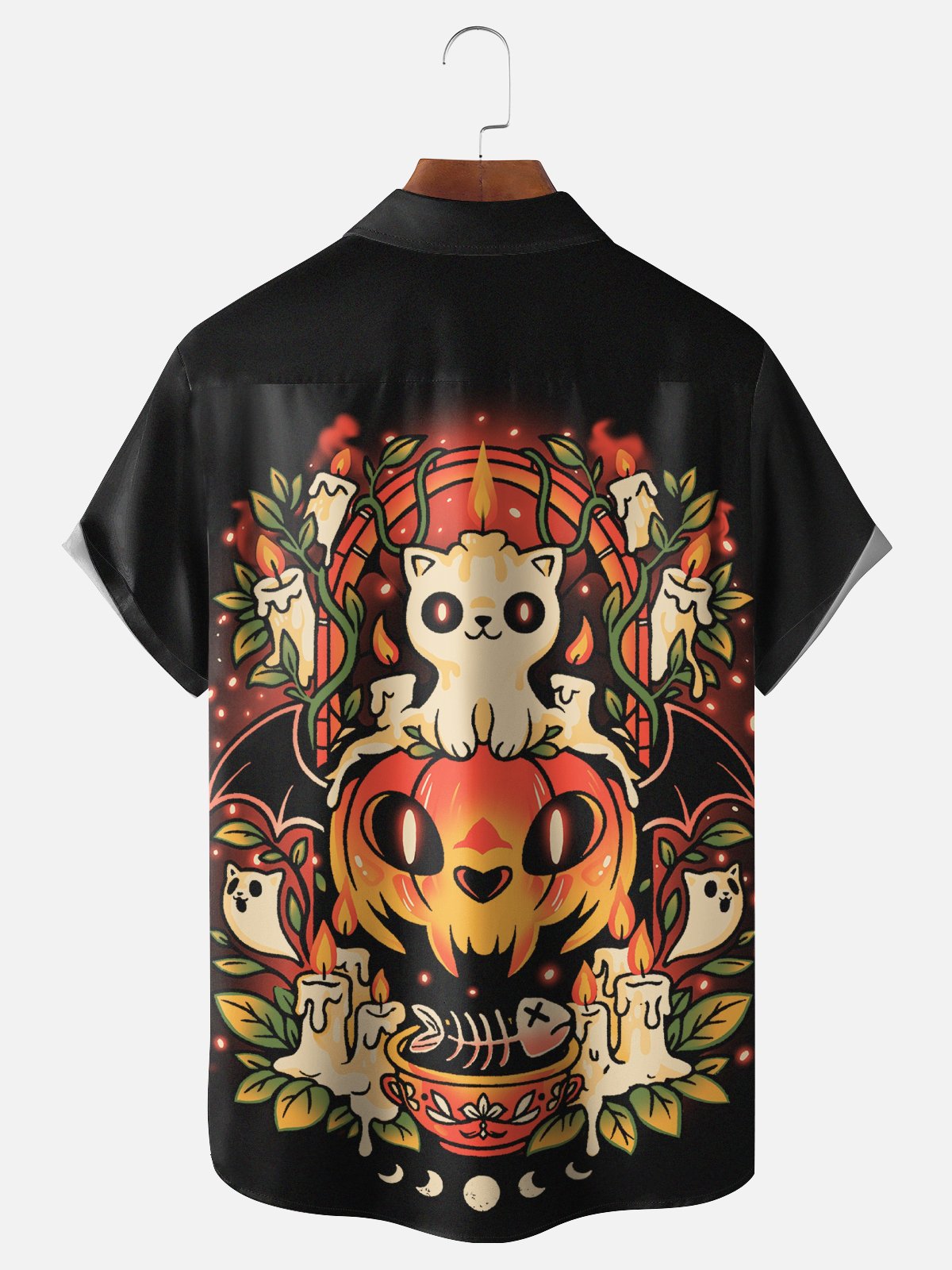 Hardaddy x Eduely Moisture-wicking Fun Halloween Pumpkin Skull Chest Pocket Casual Shirt