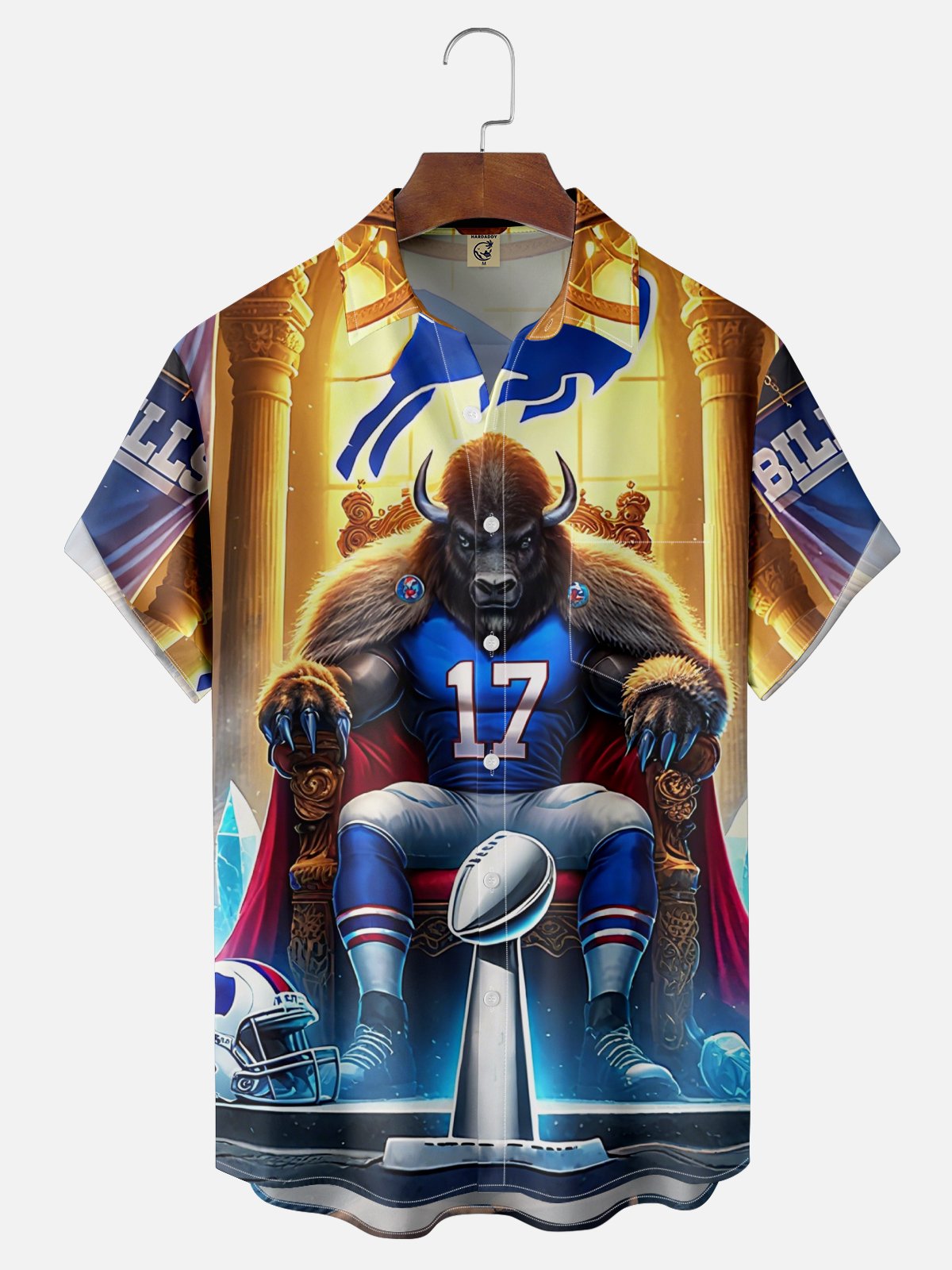 Moisture-wicking American Football New York State Art Buffalo Chest Pocket Casual Shirt