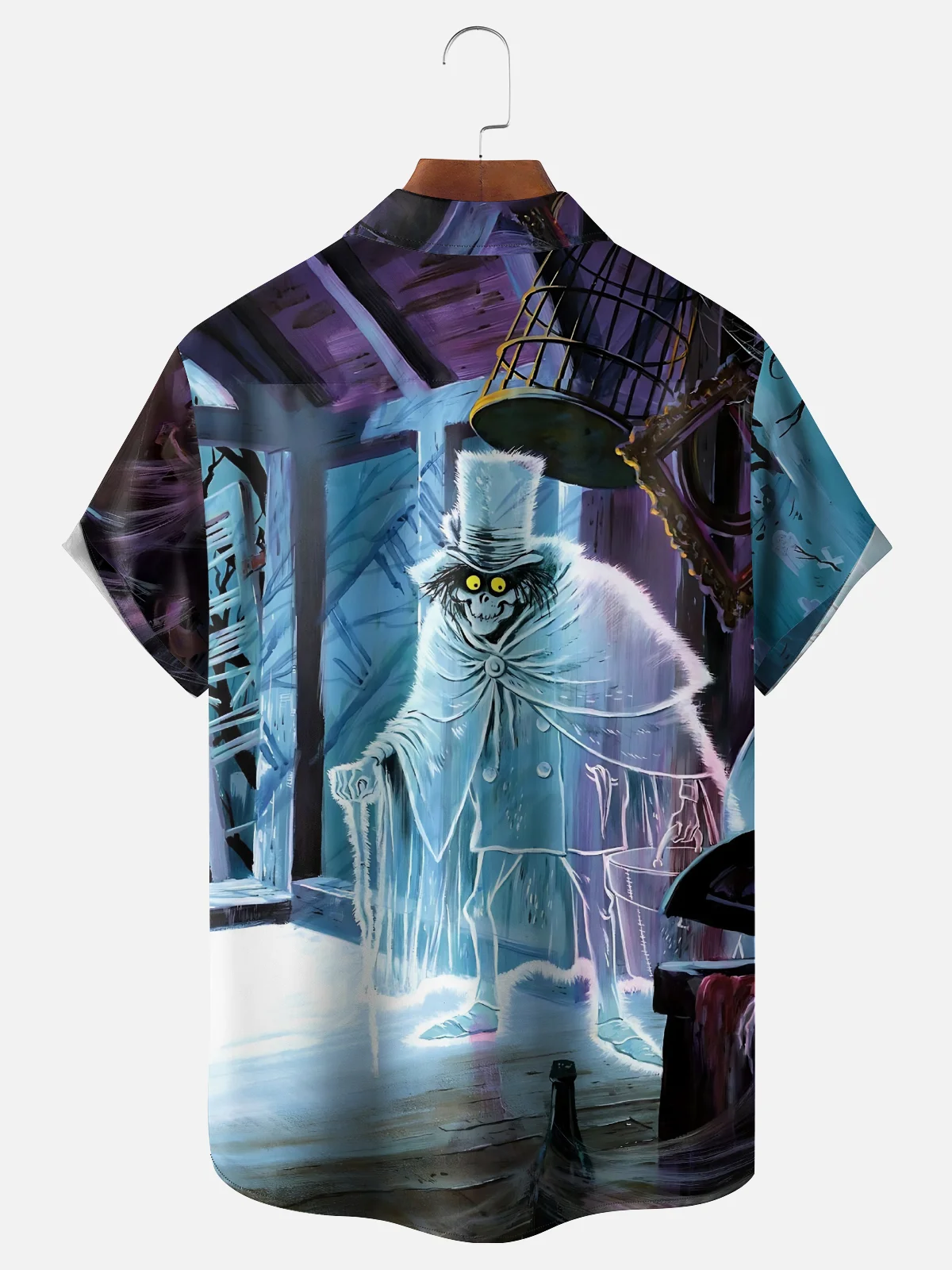 Moisture-Wicking Halloween Ghost Chest Pocket Hawaiian Shirt