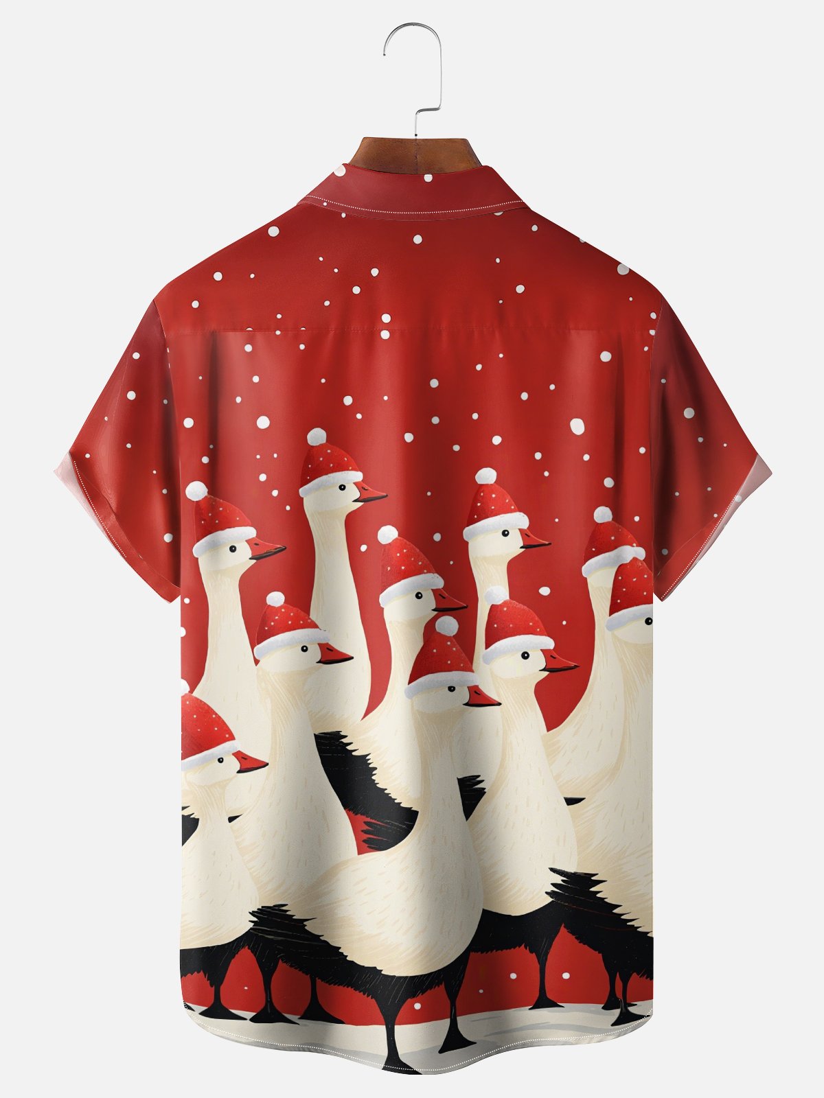 Moisture-Wicking Christmas Goose-Chest Pocket Hawaiian Shirt