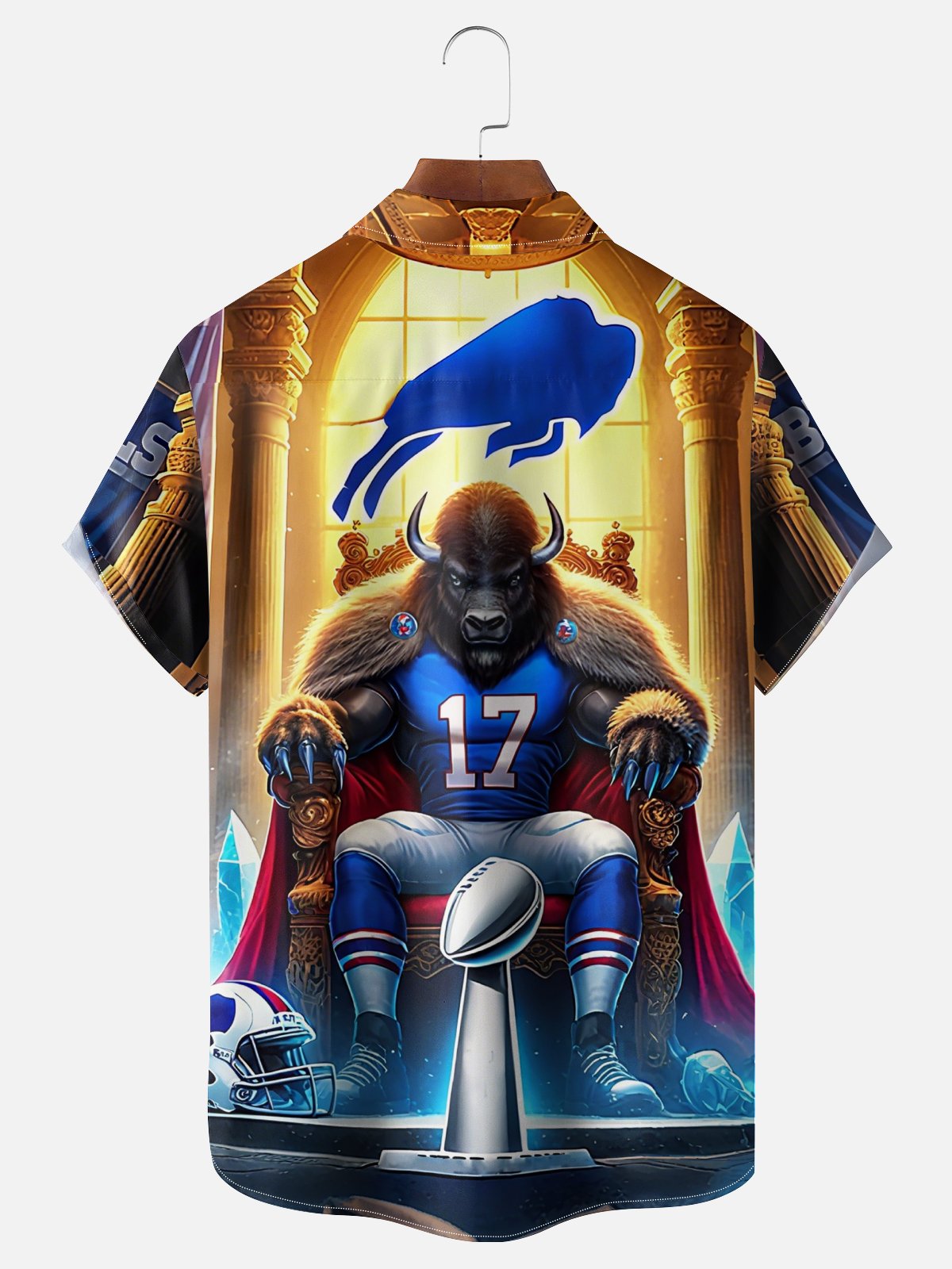 Moisture-wicking American Football New York State Art Buffalo Chest Pocket Casual Shirt