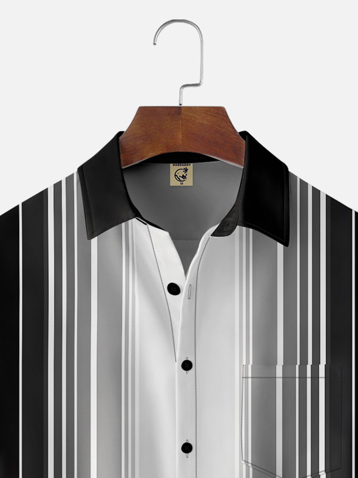 Moisture Wicking Ombre Stripe Chest Pocket Bowling Shirt
