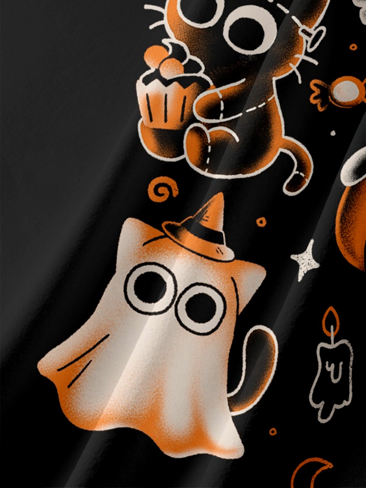 Hardaddy x Eduely Moisture-wicking Fun Halloween Cat Ghost Pumpkin Chest Pocket Casual Shirt
