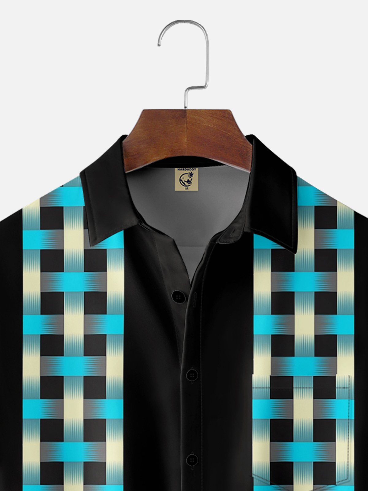 Moisture Wicking Ombre Check Chest Pocket Bowling Shirt