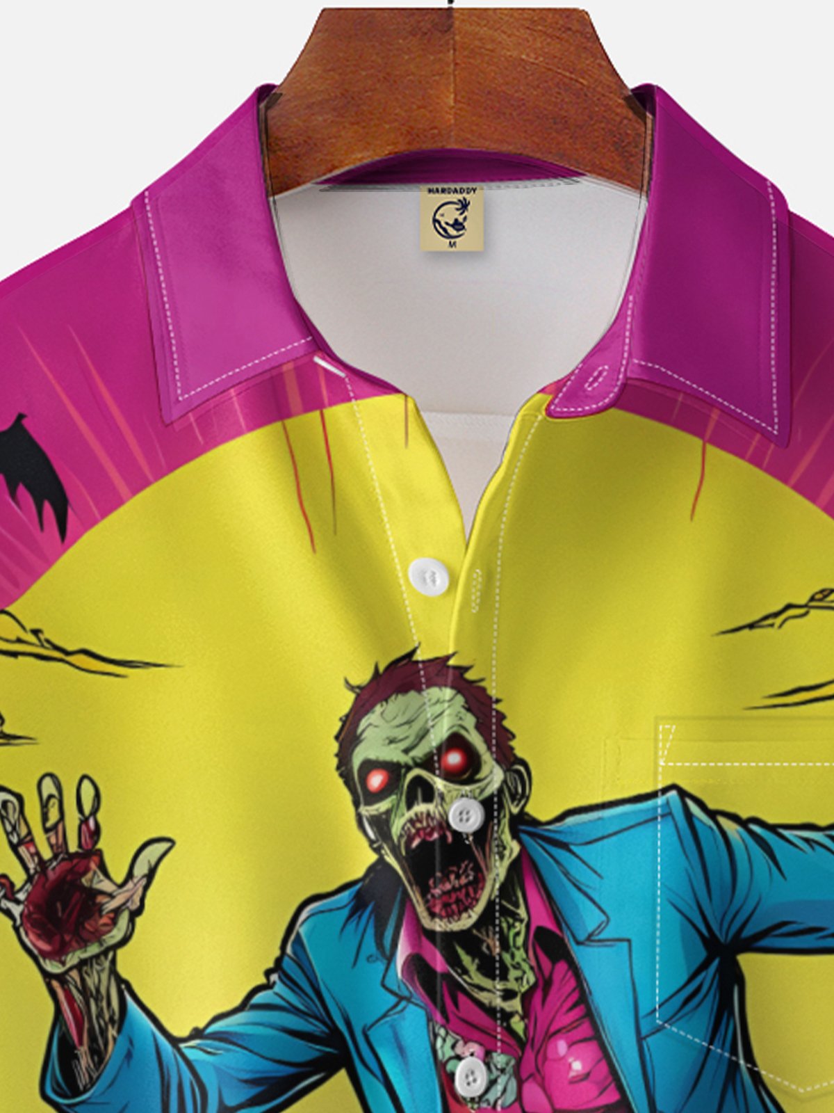 Moisture-wicking Halloween Zombies Chest Pocket Holiday Shirt