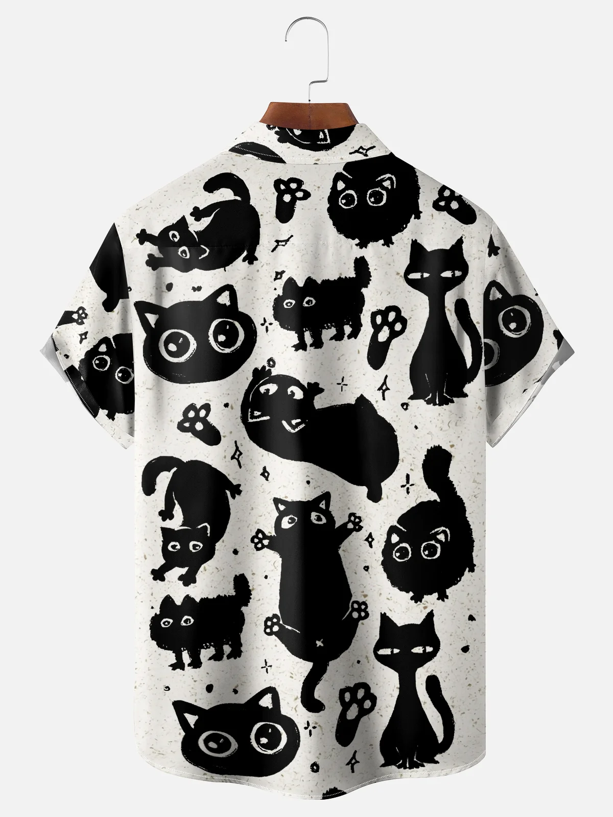Hardaddy X Eduely Moisture-wicking Cat Cartoon Chest Pocket Hawalian Shirt