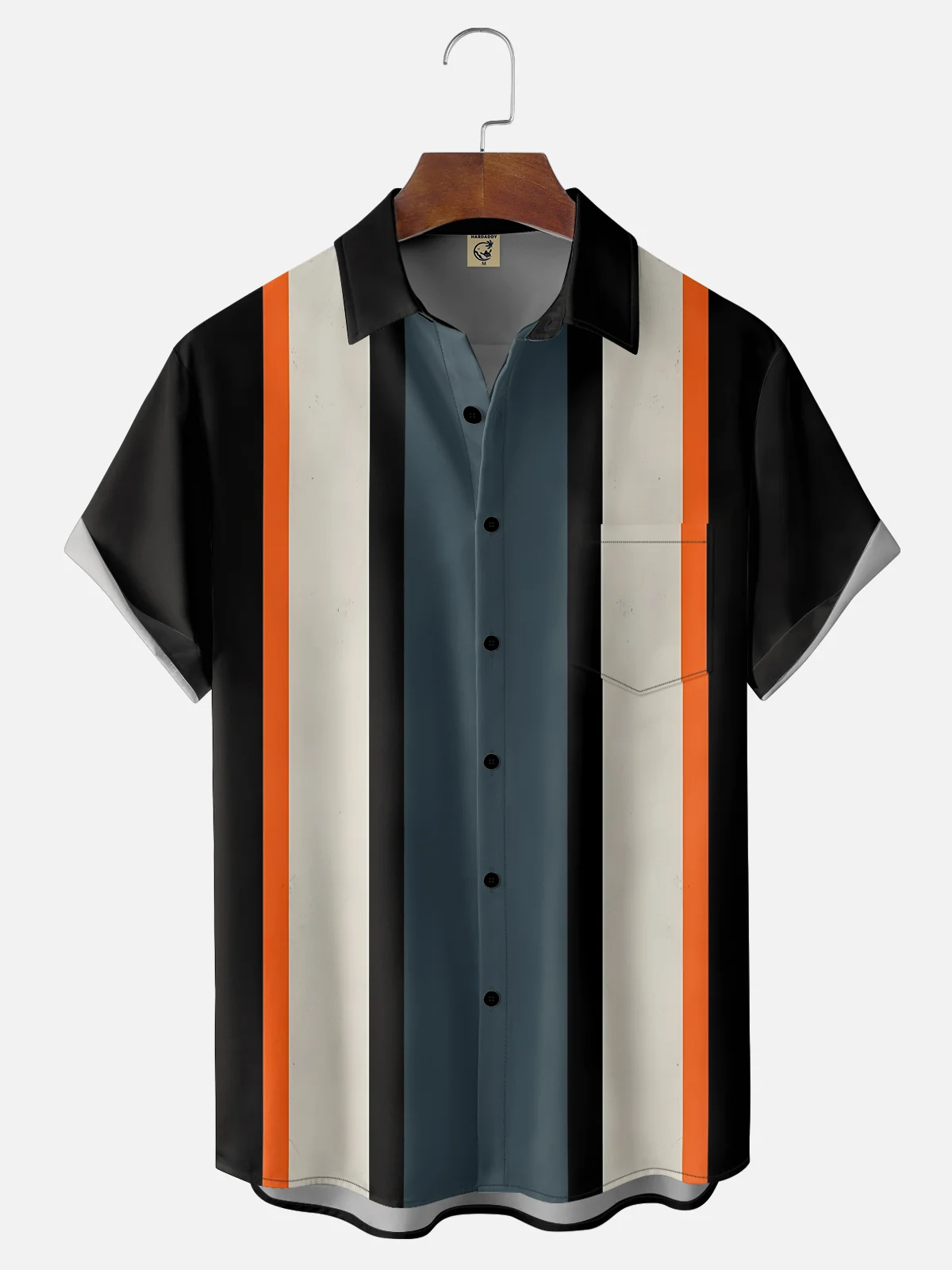 Moisture-wicking Striped Chest Pocket Bowling Shirt