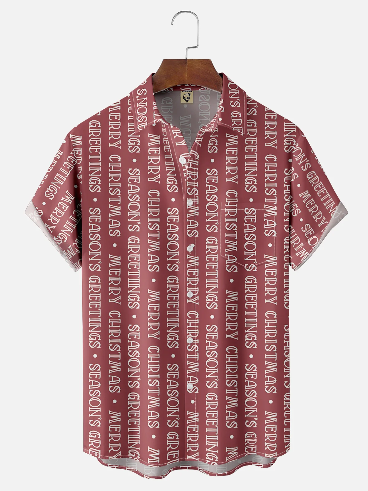 Moisture Wicking Merry Christmas Chest Pocket Hawaiian Shirt