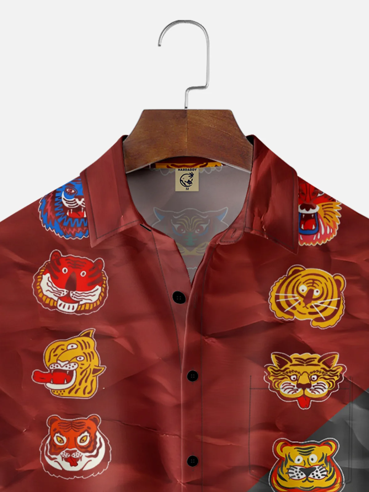Moisture-wicking Funny Tiger and Lion Art Chest Pocket Bowling Shirt
